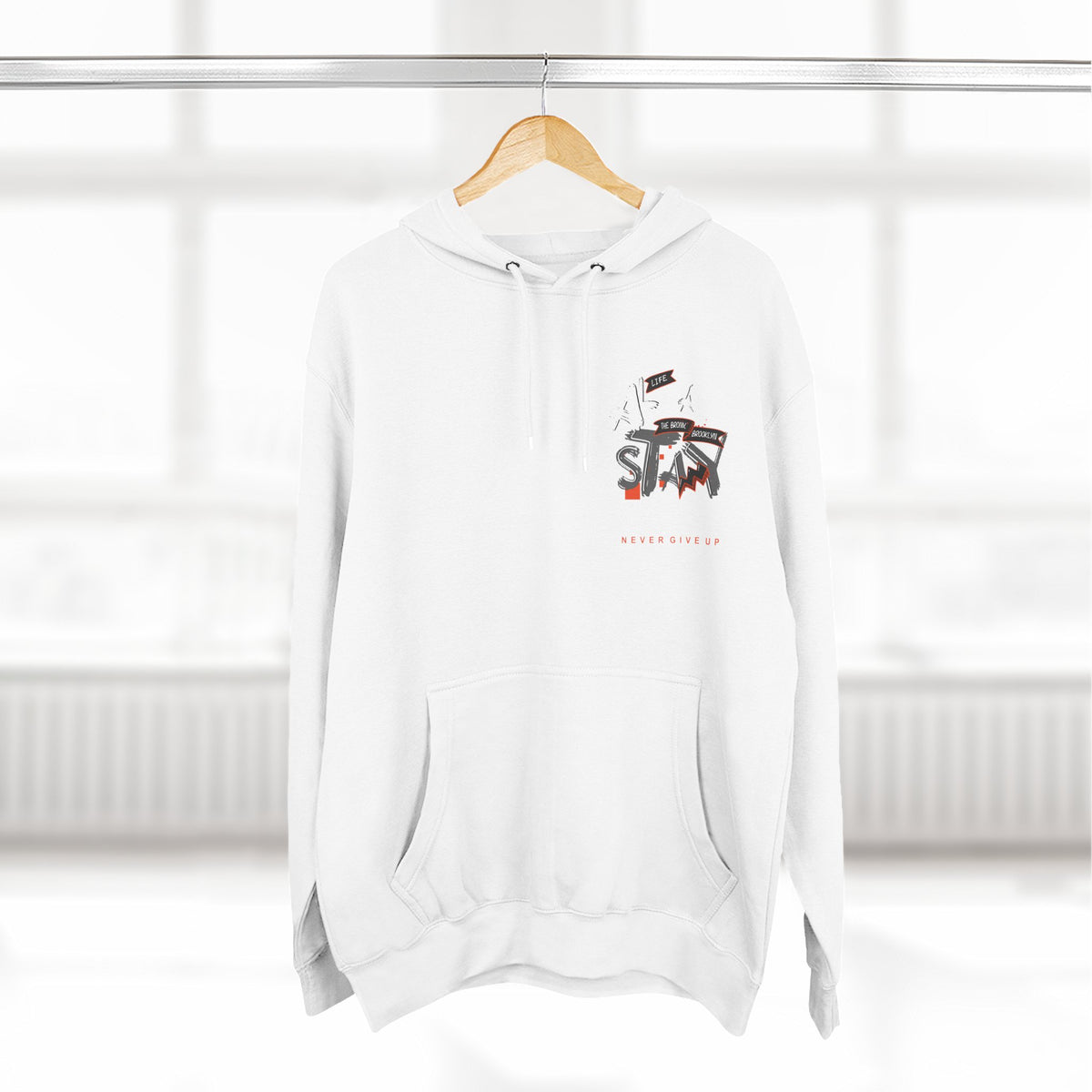 1.3 Confident Clothing Never Give Up Inspirational Fleece Hoodie