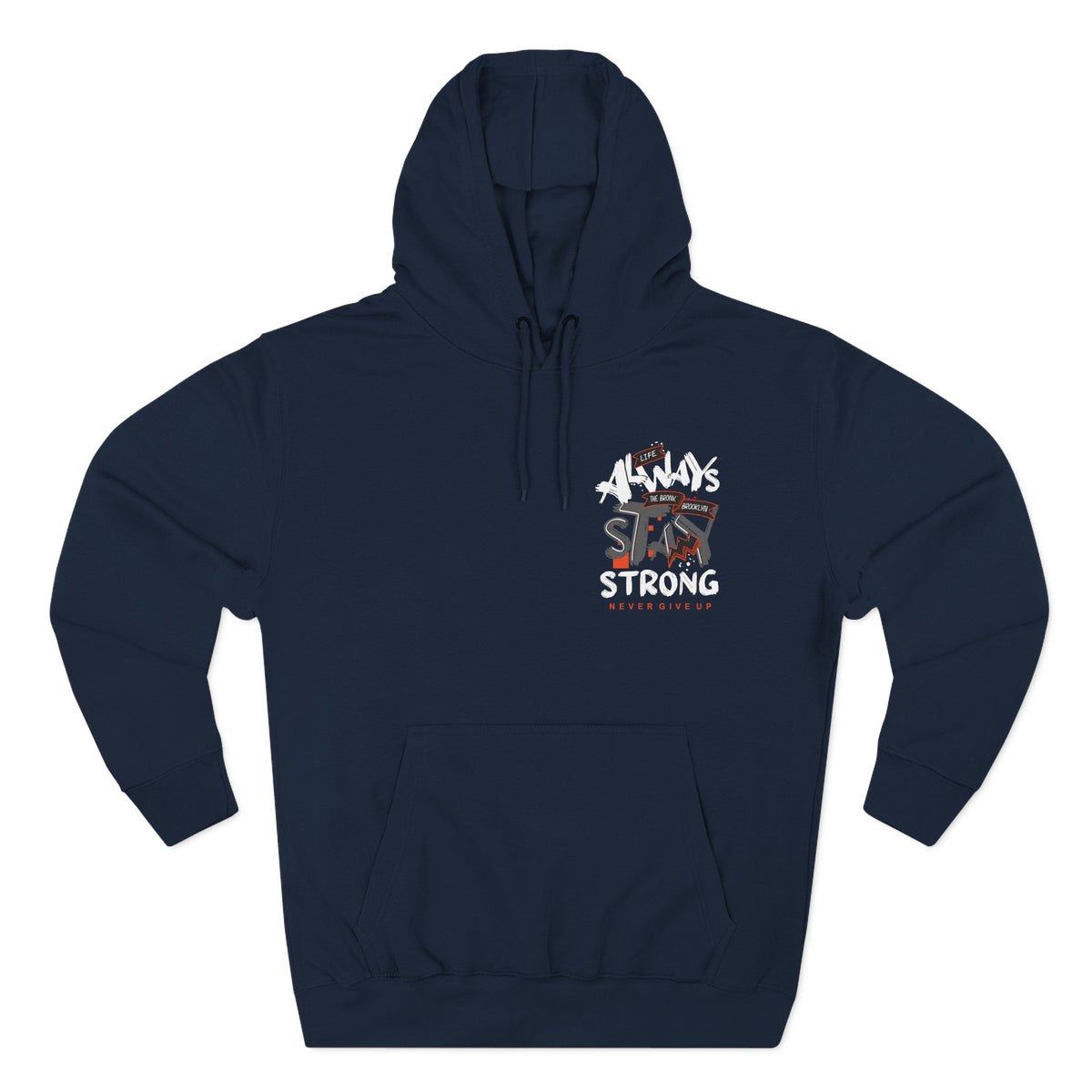 1.3 Confident Clothing Never Give Up Inspirational Fleece Hoodie