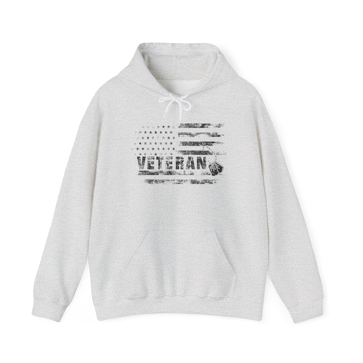 Veteran White Hoodie (black logo)