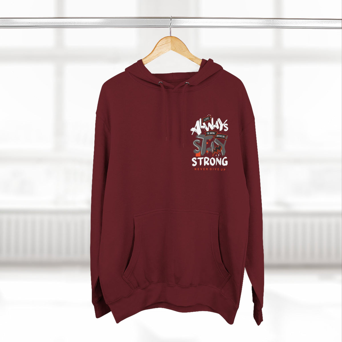 1.3 Confident Clothing Never Give Up Inspirational Fleece Hoodie