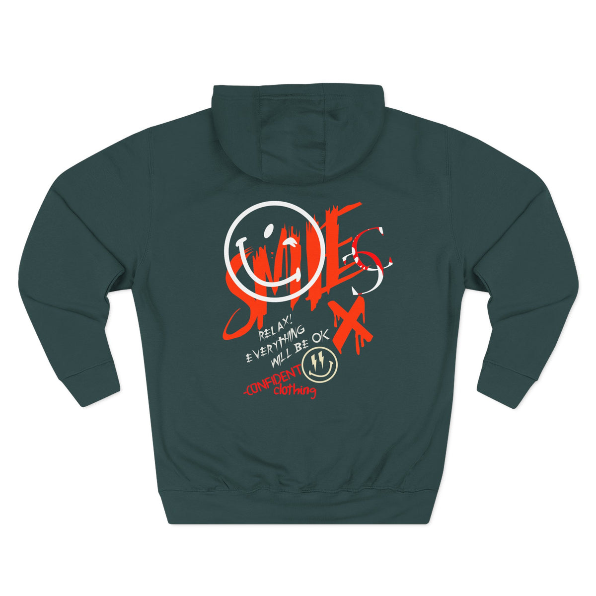 1.5 Confident Clothing Graffiti Hoodie – White “SMILE” Graphic