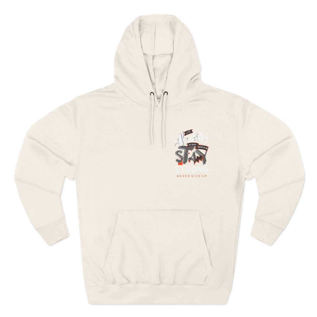 1.3 Confident Clothing Never Give Up Inspirational Fleece Hoodie