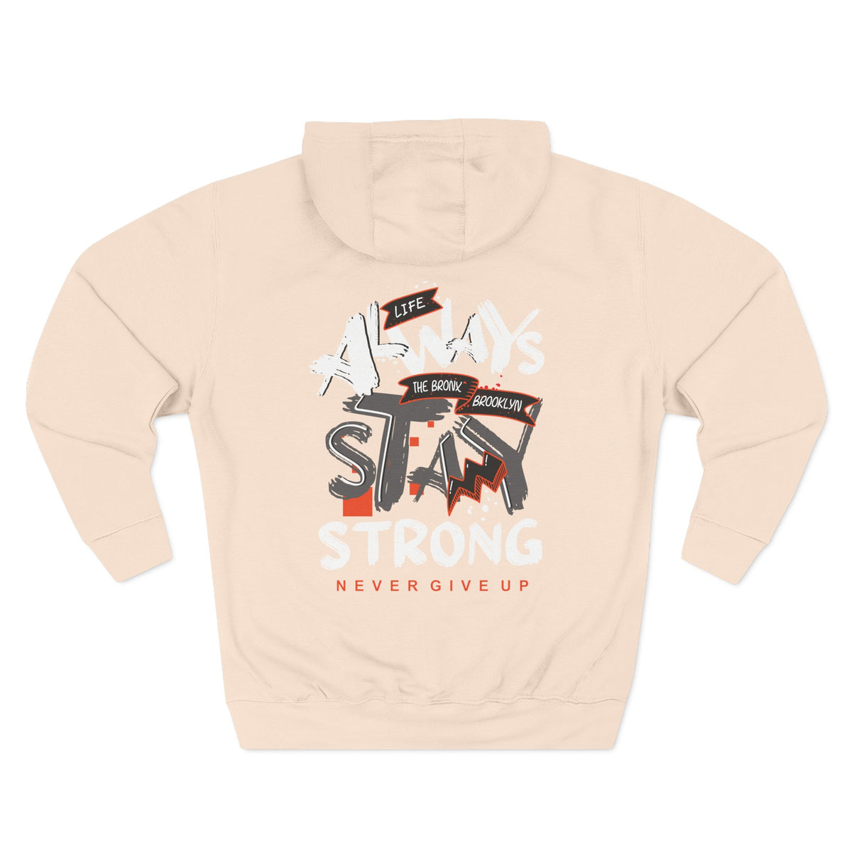 1.3 Confident Clothing Never Give Up Inspirational Fleece Hoodie
