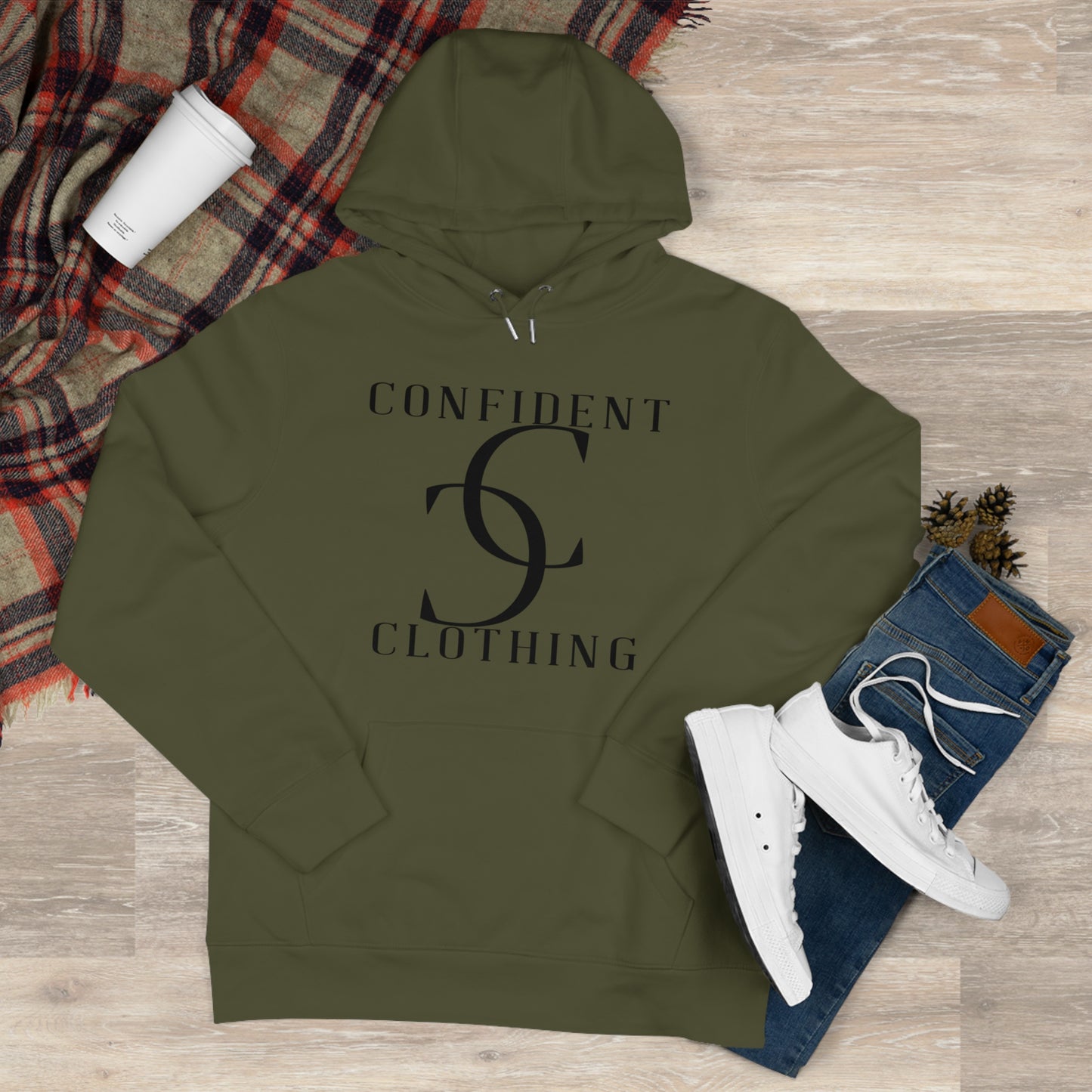(hoodie unisex) multi-color Confident Clothing Luxury Hooded Sweatshirt (big cc black logo)