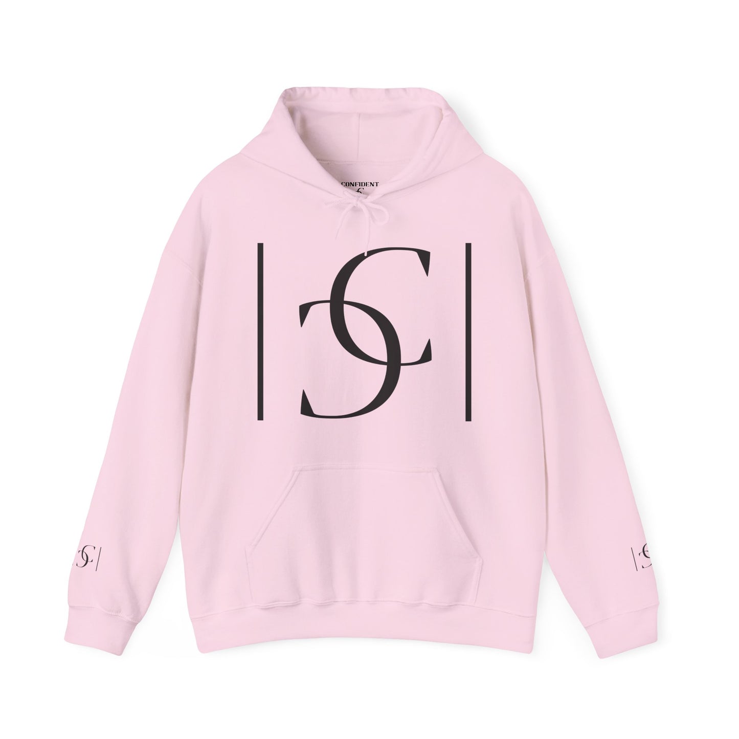 cc (Unisex) multi-color Confident Clothing (ELITE) Luxury Hooded Sweatshirt (black logo)