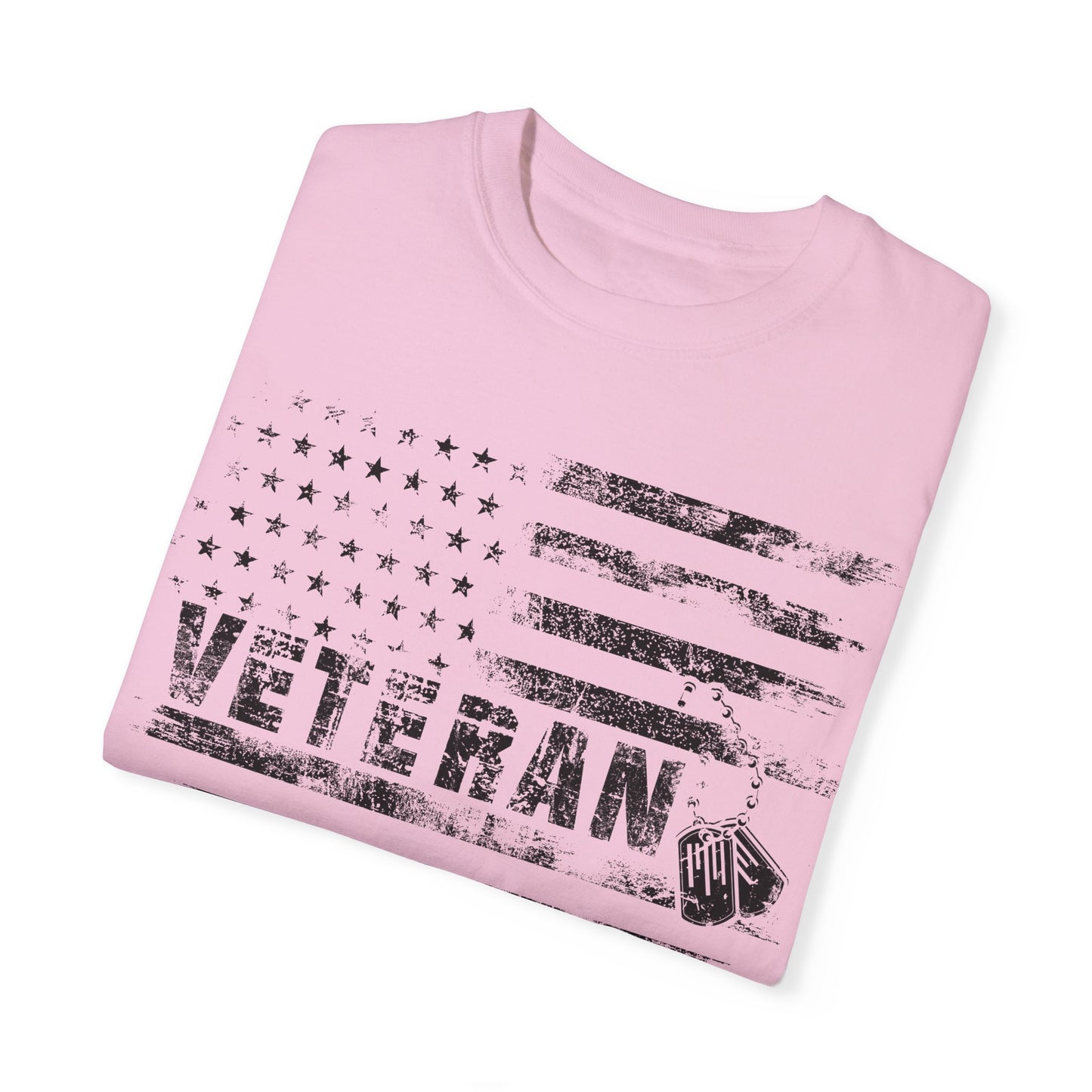 Veteran 1 Unisex Garment-Dyed T-shirt (white) black logo
