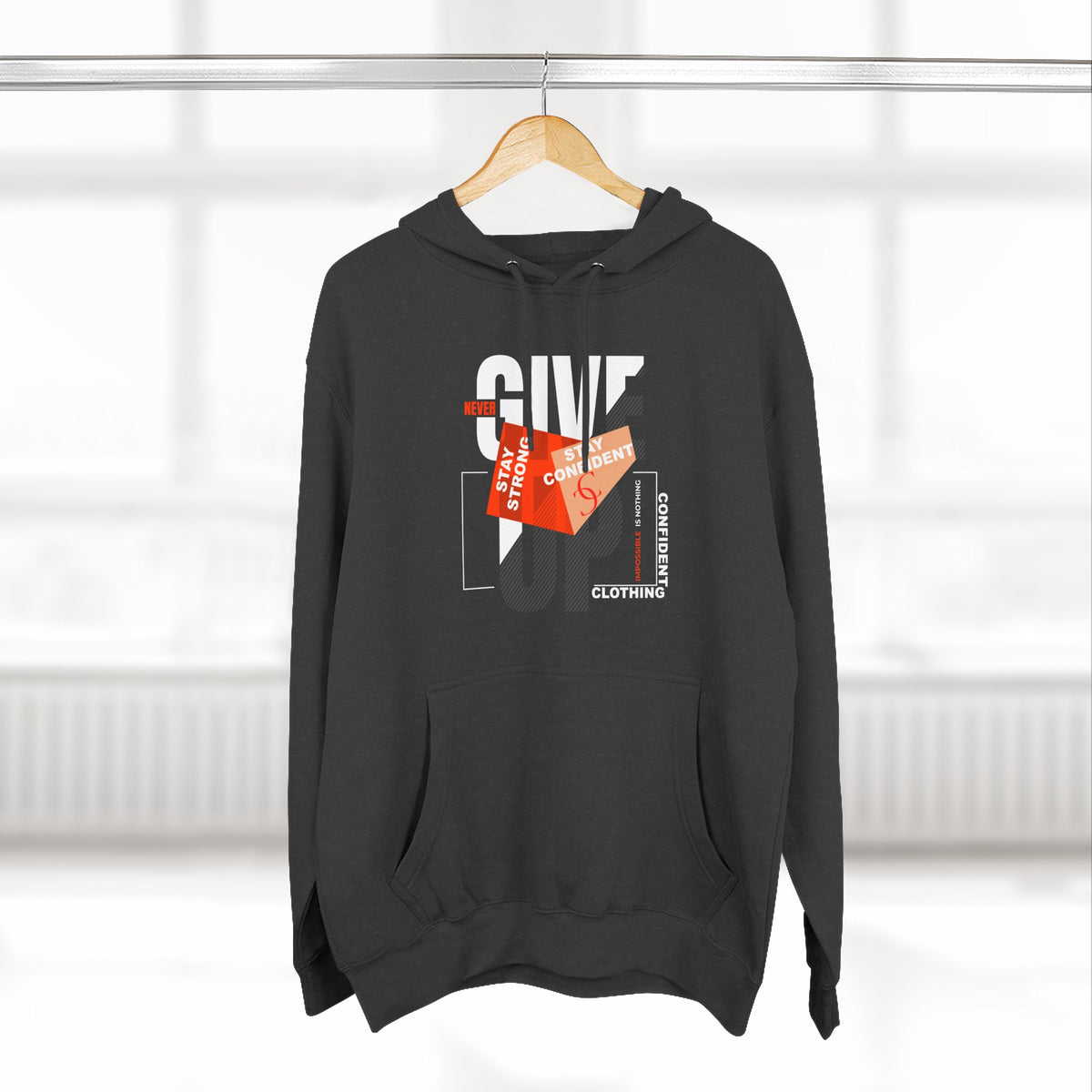 1.1 Confident Clothing Never Give Up Graphic Fleece Hoodie