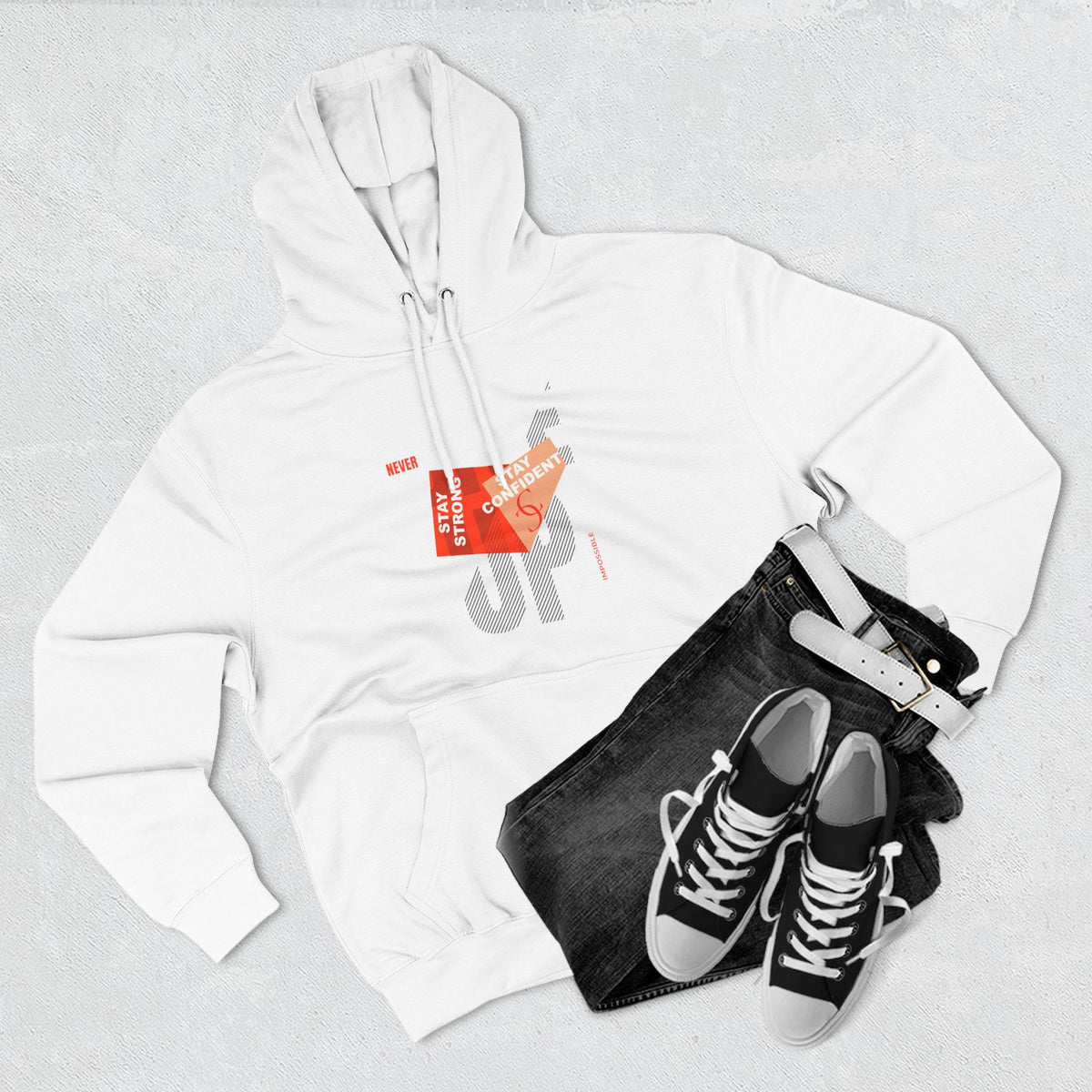 1.1 Confident Clothing Never Give Up Graphic Fleece Hoodie