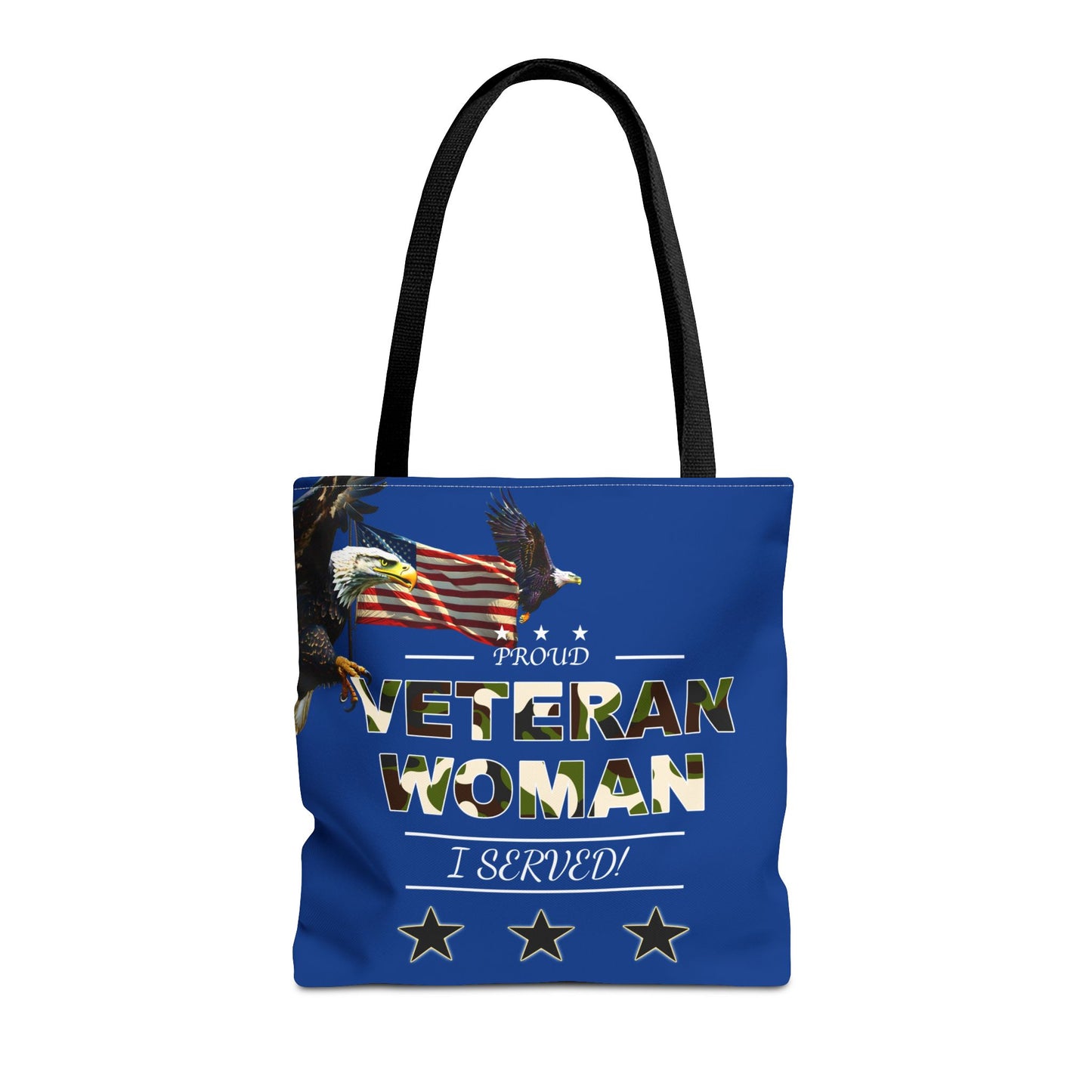 Proud Veteran Woman Tote Bag (Royal Blue)
