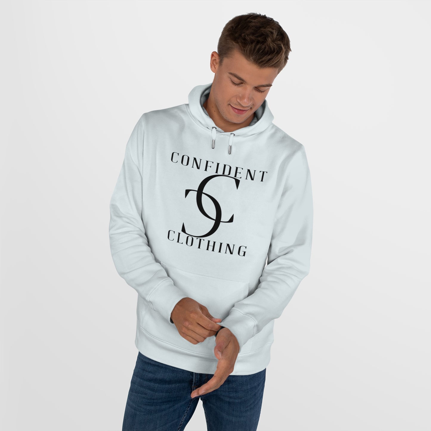 (hoodie unisex) multi-color Confident Clothing Luxury Hooded Sweatshirt (big cc black logo)