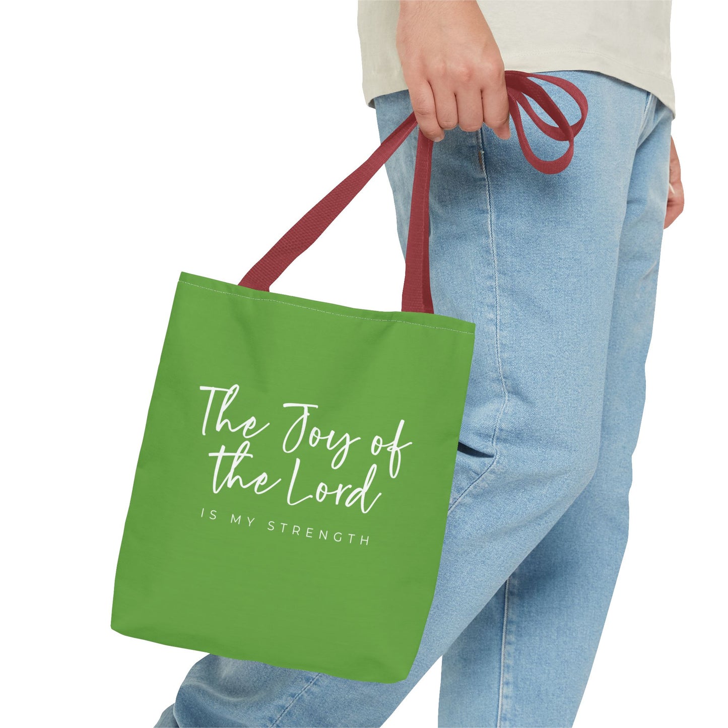 The Joy of the Lord is my Strength Tote Bag (kiwi green)