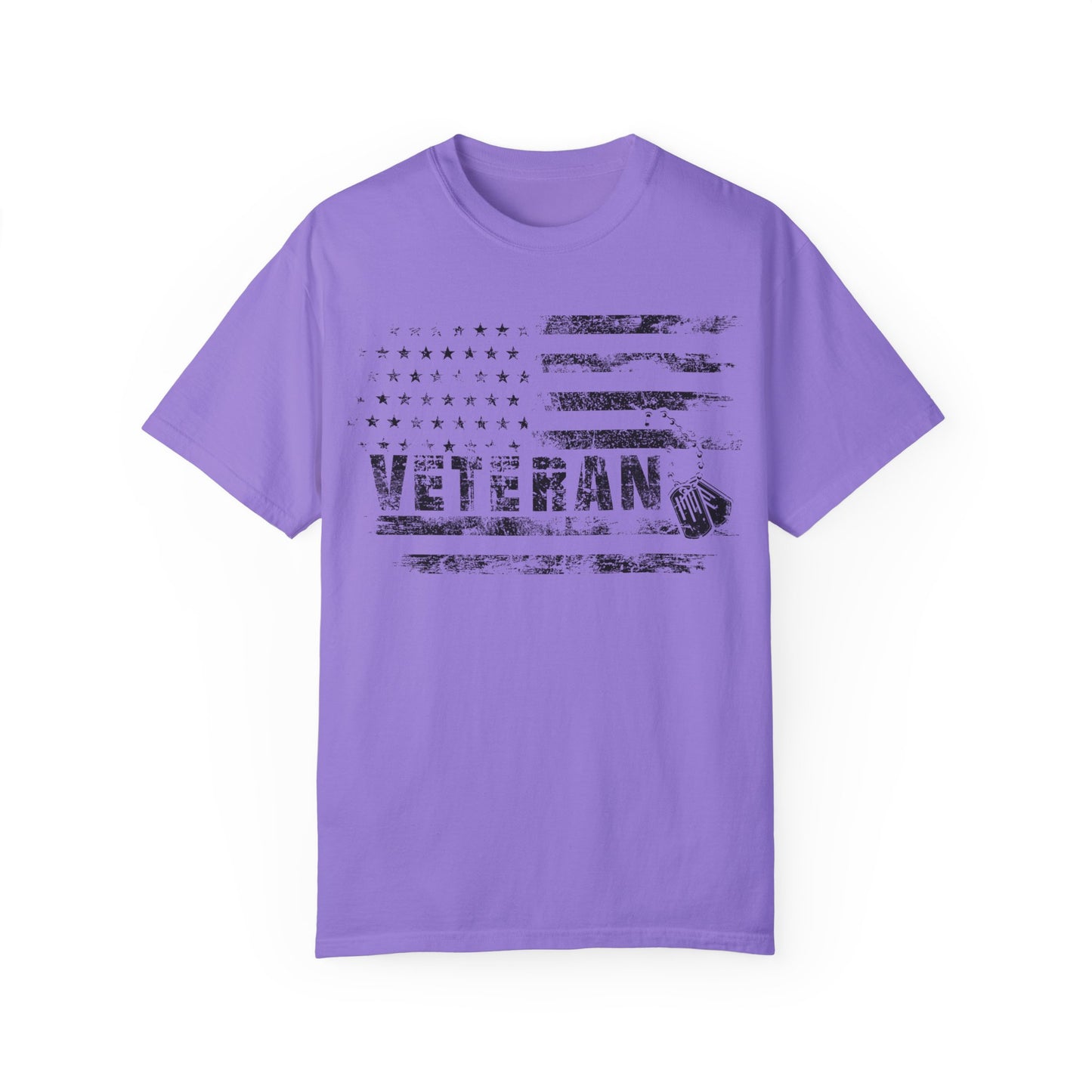 Veteran 1 Unisex Garment-Dyed T-shirt (white) black logo