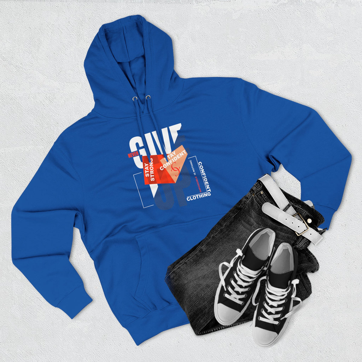 1.1 Confident Clothing Never Give Up Graphic Fleece Hoodie