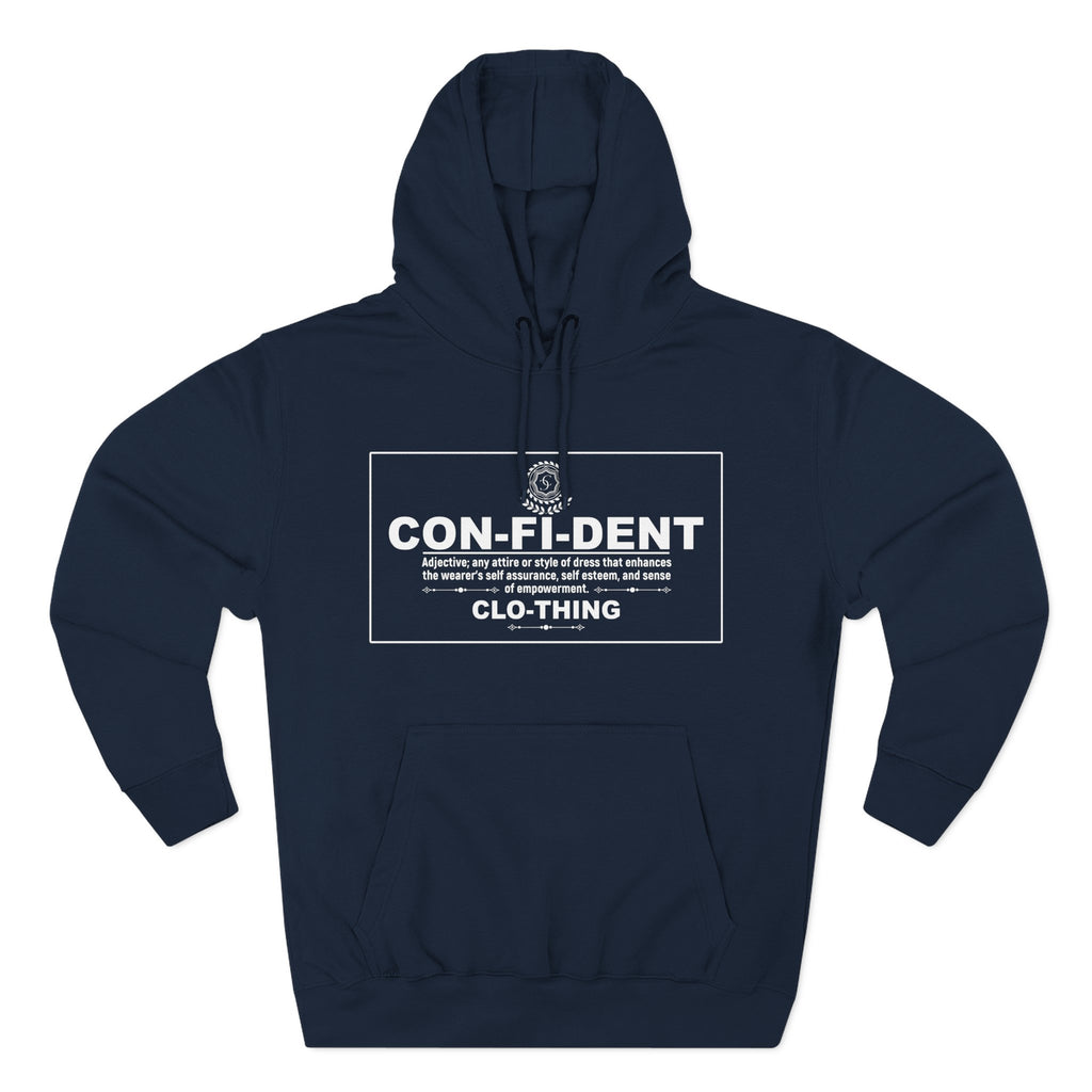 0.2 Confident Clothing Casual CON-FI-DENT Clothing Statement Fleece Hoodie