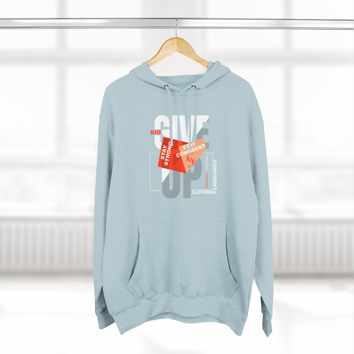 1.1 Confident Clothing Never Give Up Graphic Fleece Hoodie