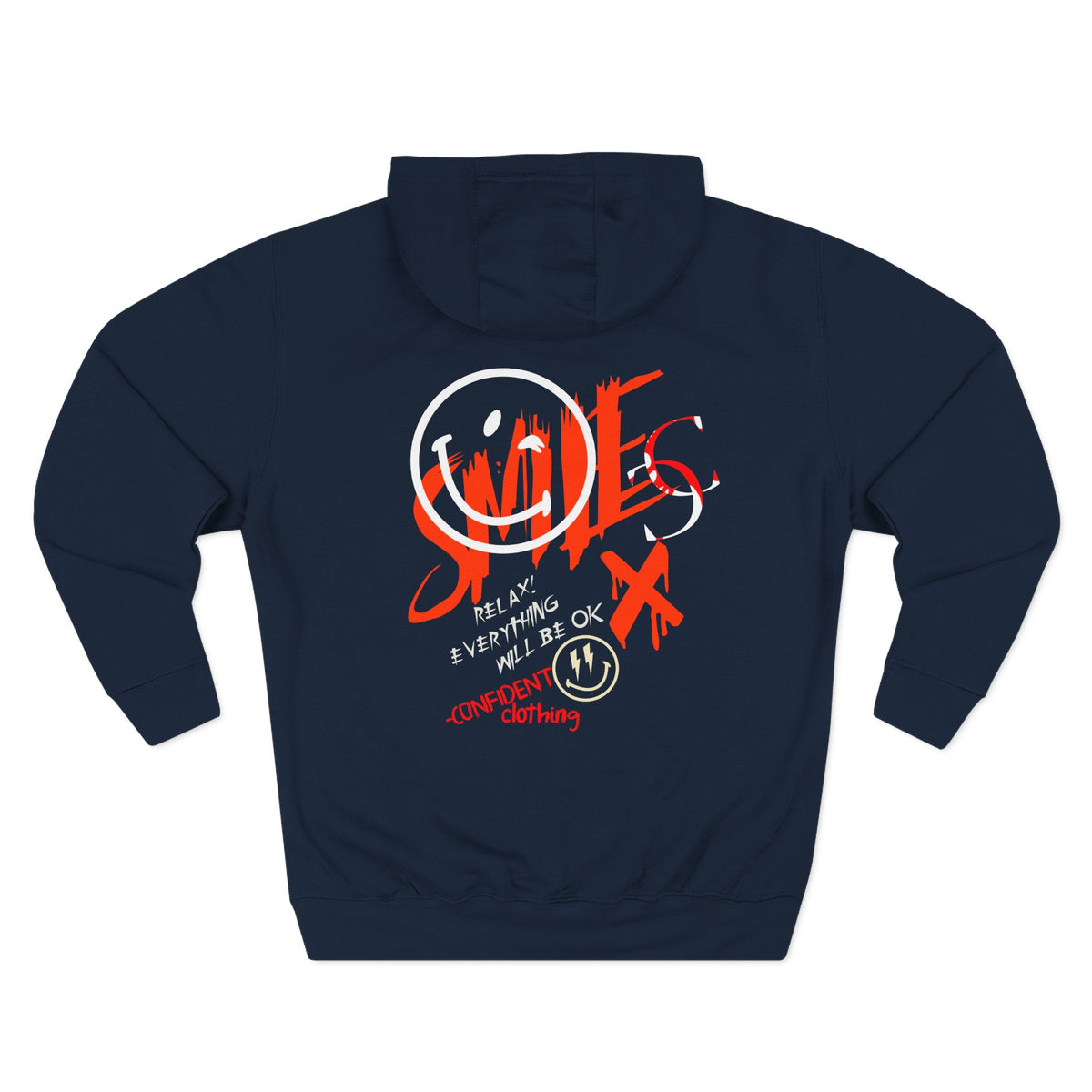 1.5 Confident Clothing Graffiti Hoodie – White “SMILE” Graphic