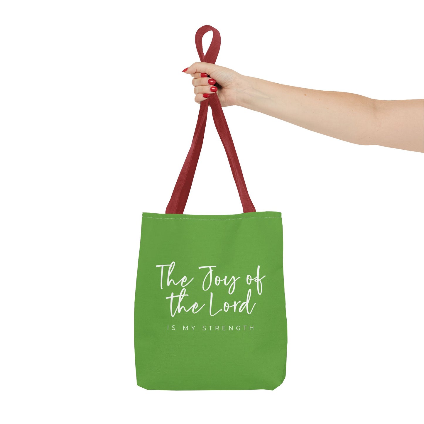 The Joy of the Lord is my Strength Tote Bag (kiwi green)