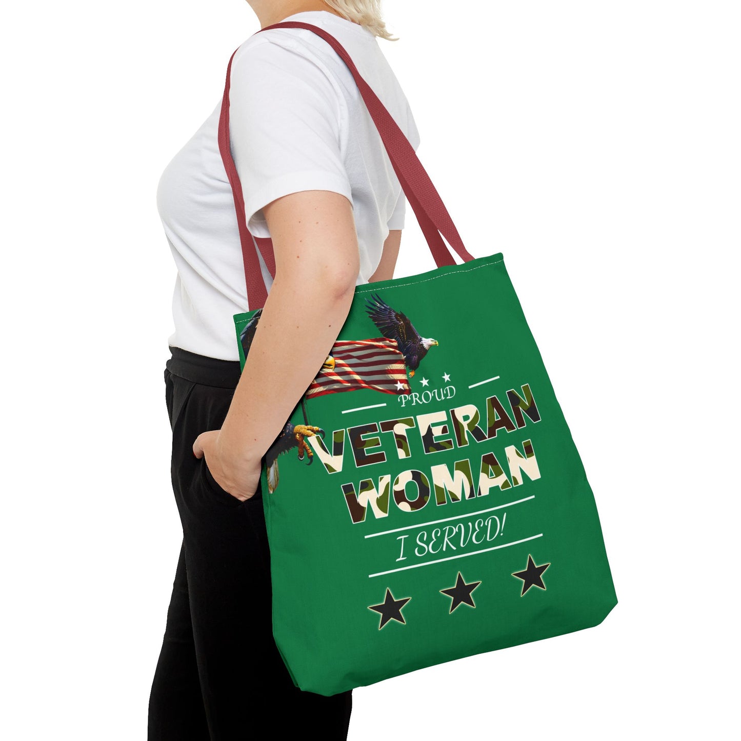 Proud Veteran Woman Tote Bag (Green)