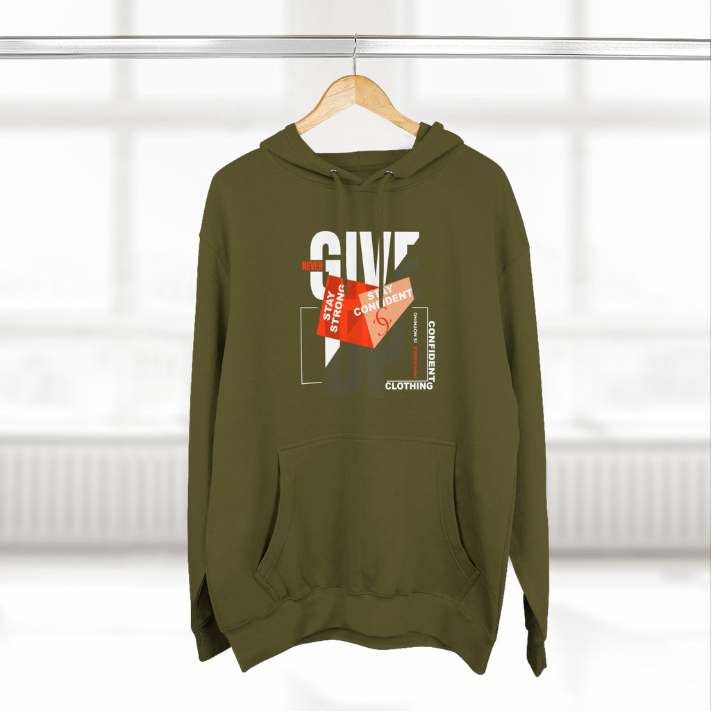 1.1 Confident Clothing Never Give Up Graphic Fleece Hoodie