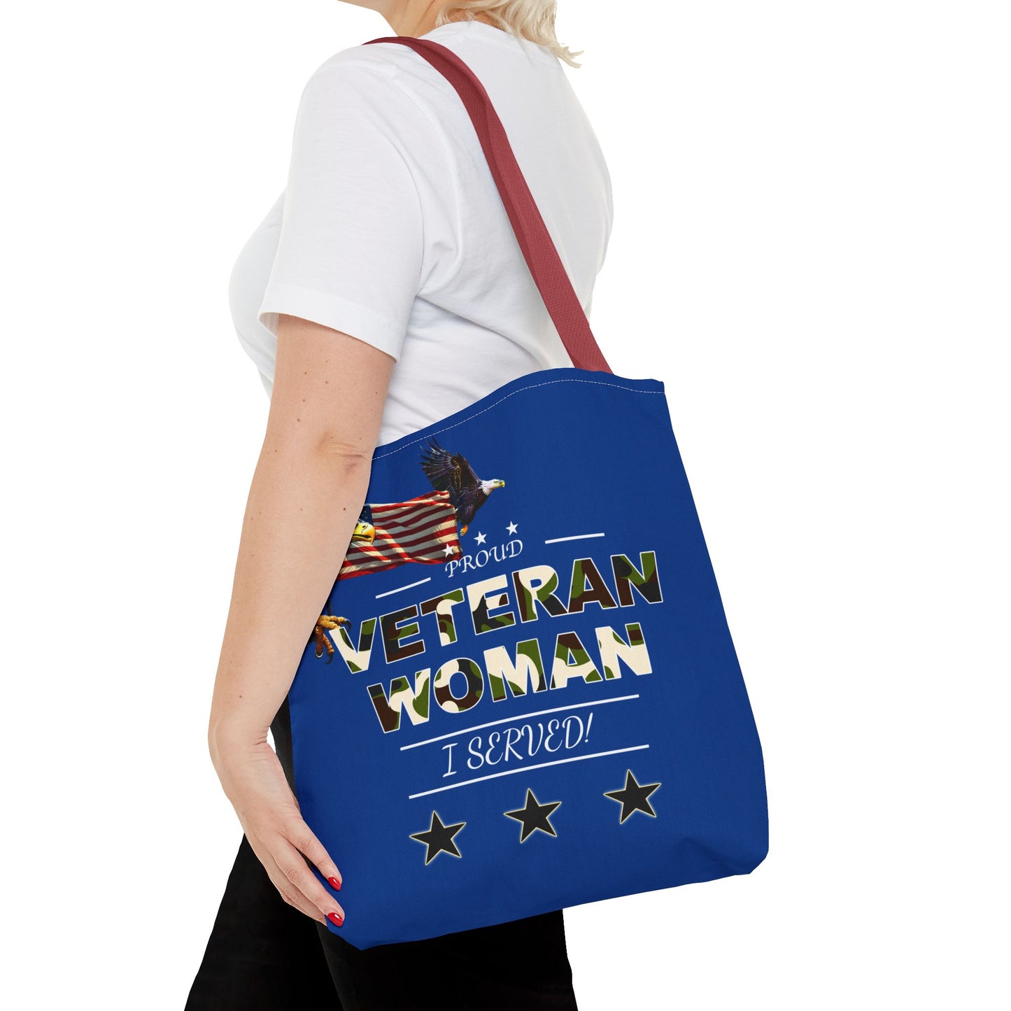 Proud Veteran Woman Tote Bag (Royal Blue)