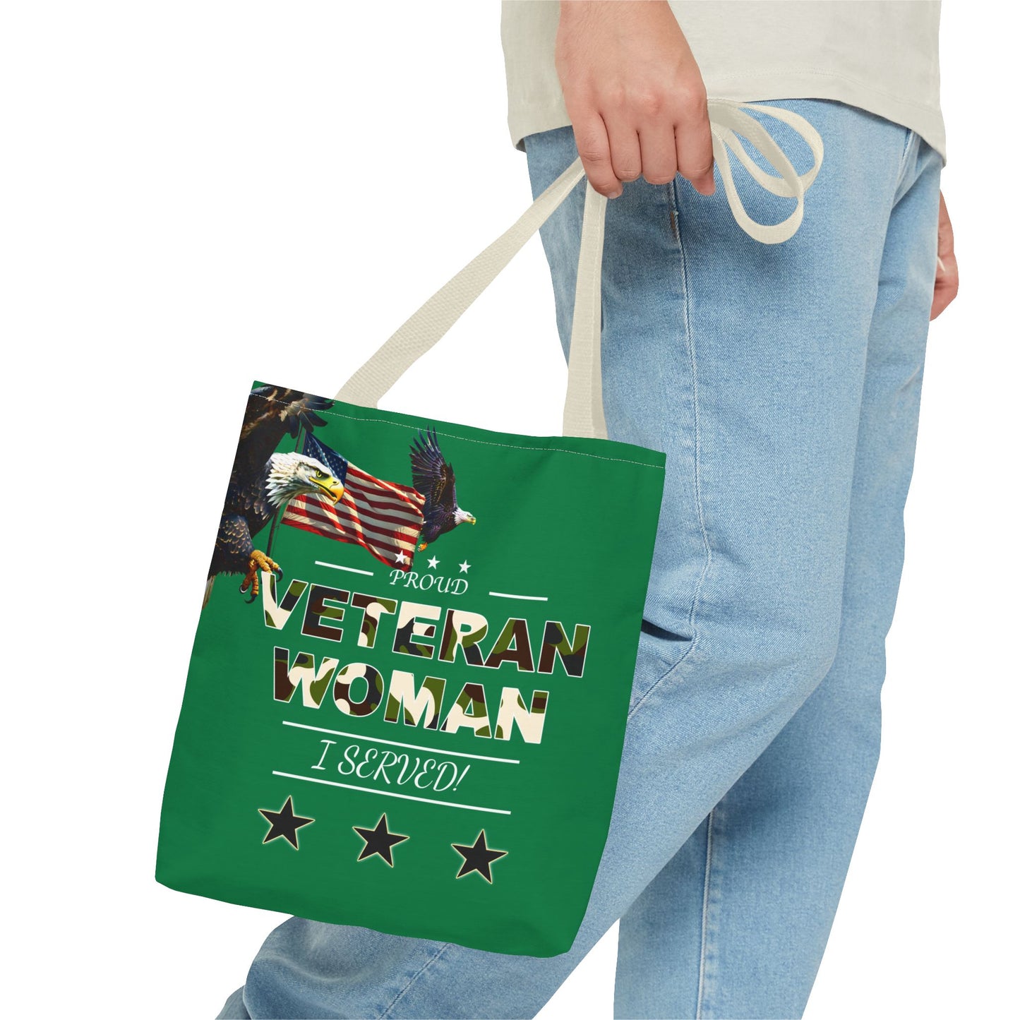 Proud Veteran Woman Tote Bag (Green)
