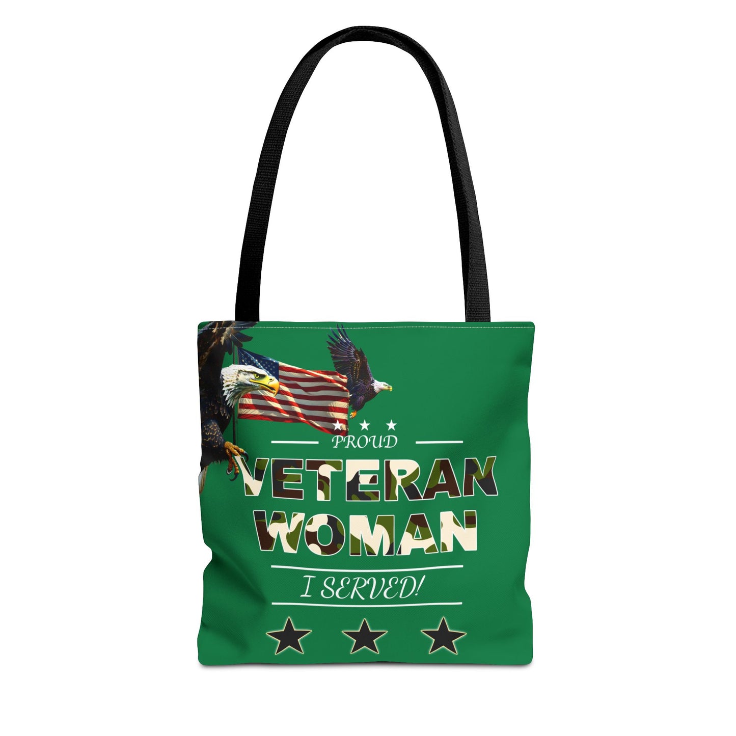 Proud Veteran Woman Tote Bag (Green)