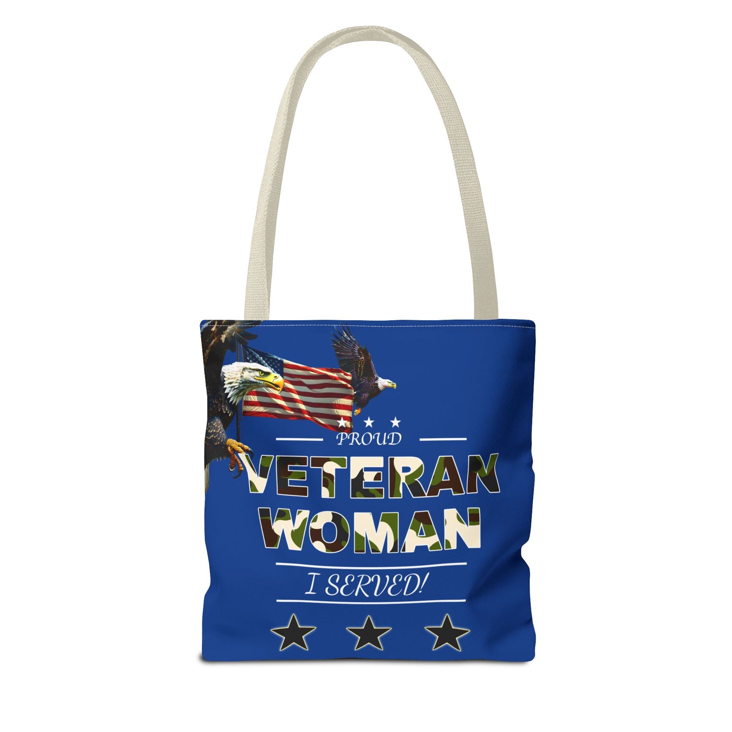 Proud Veteran Woman Tote Bag (Royal Blue)