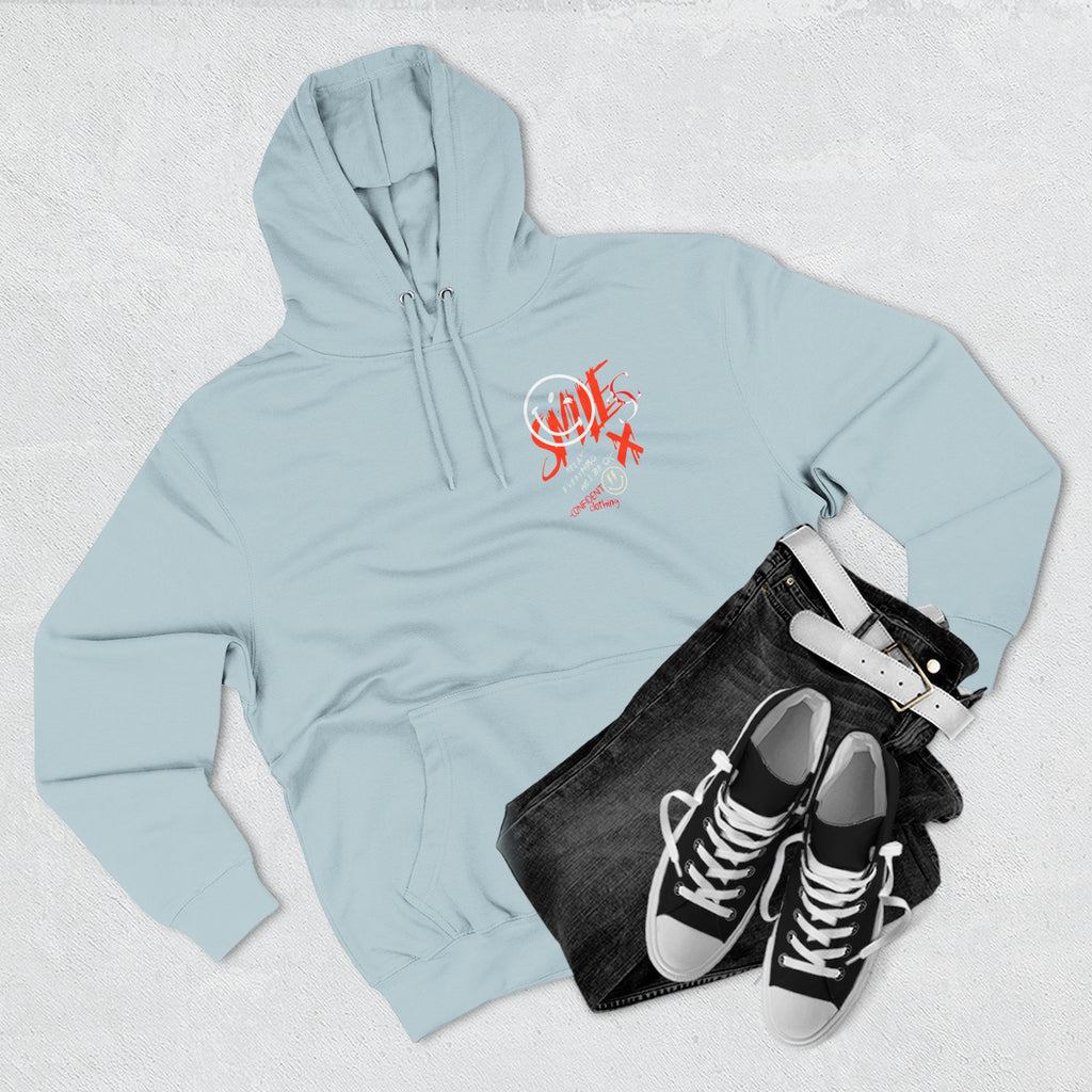 1.5 Confident Clothing Graffiti Hoodie – White “SMILE” Graphic