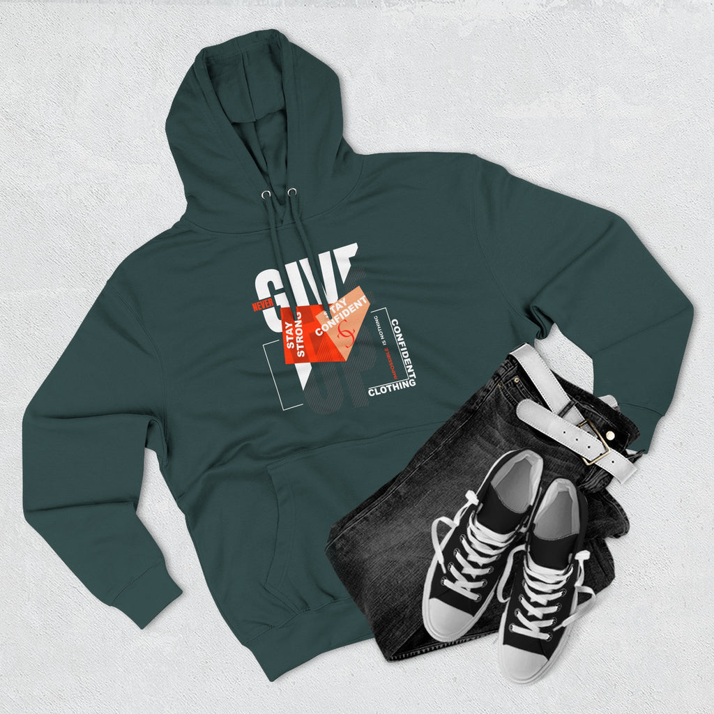 1.1 Confident Clothing Never Give Up Graphic Fleece Hoodie