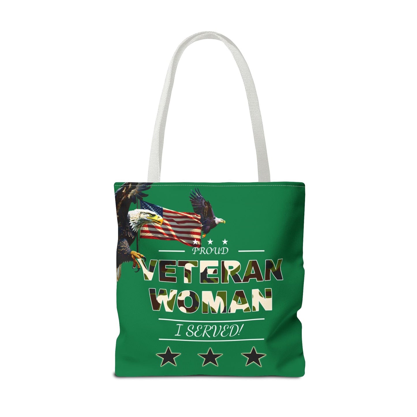 Proud Veteran Woman Tote Bag (Green)
