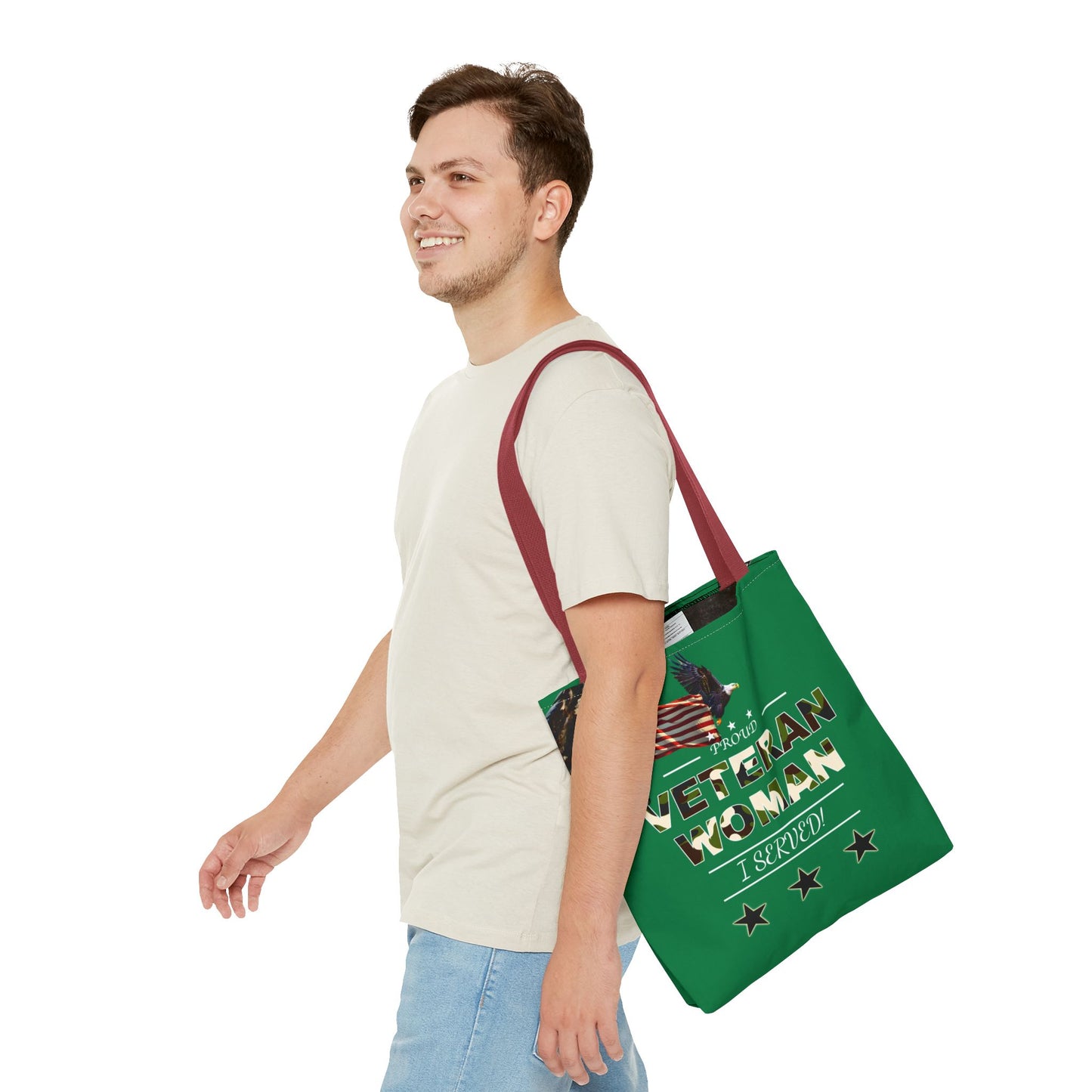 Proud Veteran Woman Tote Bag (Green)