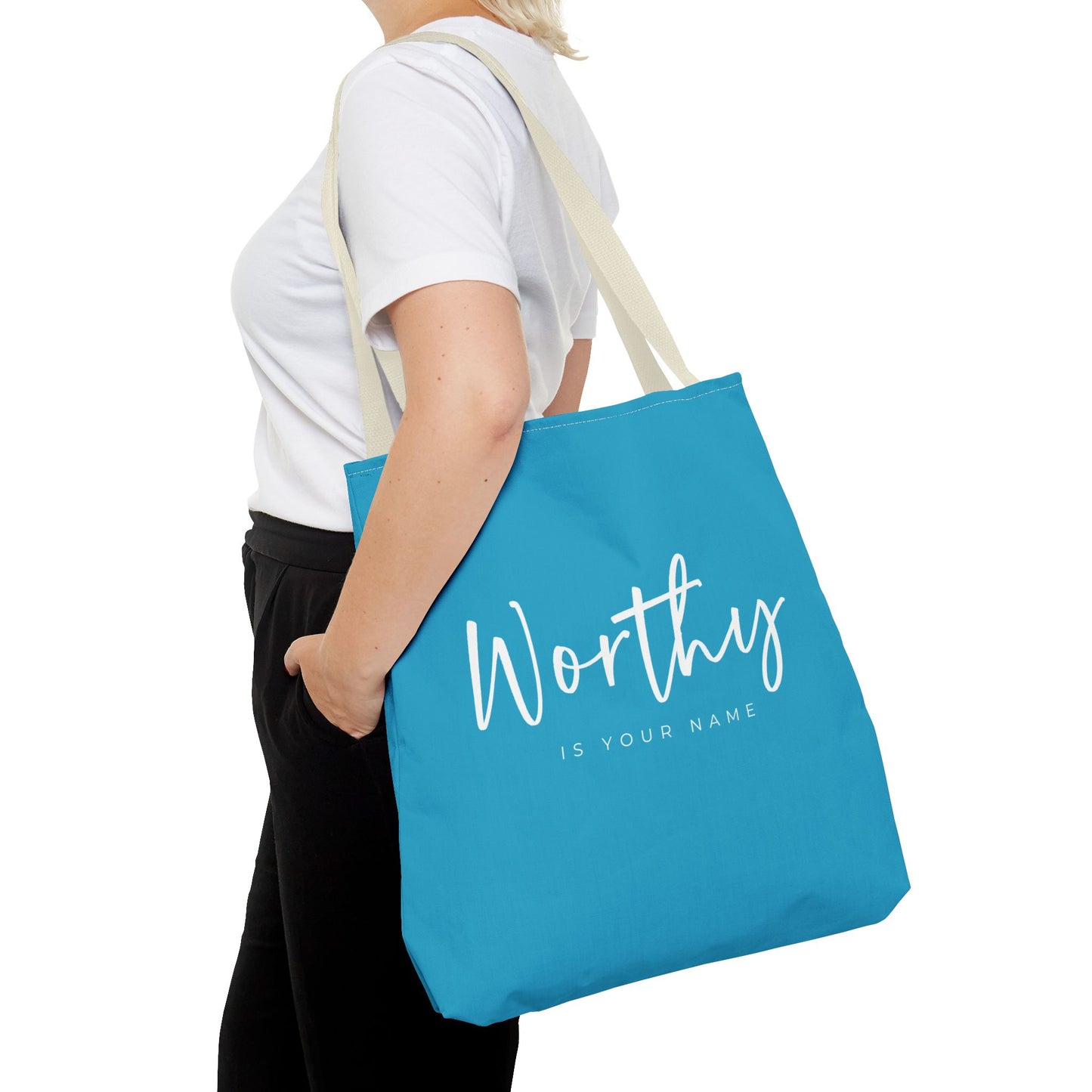 (tote bags) Worthy is Your Name (turquois)