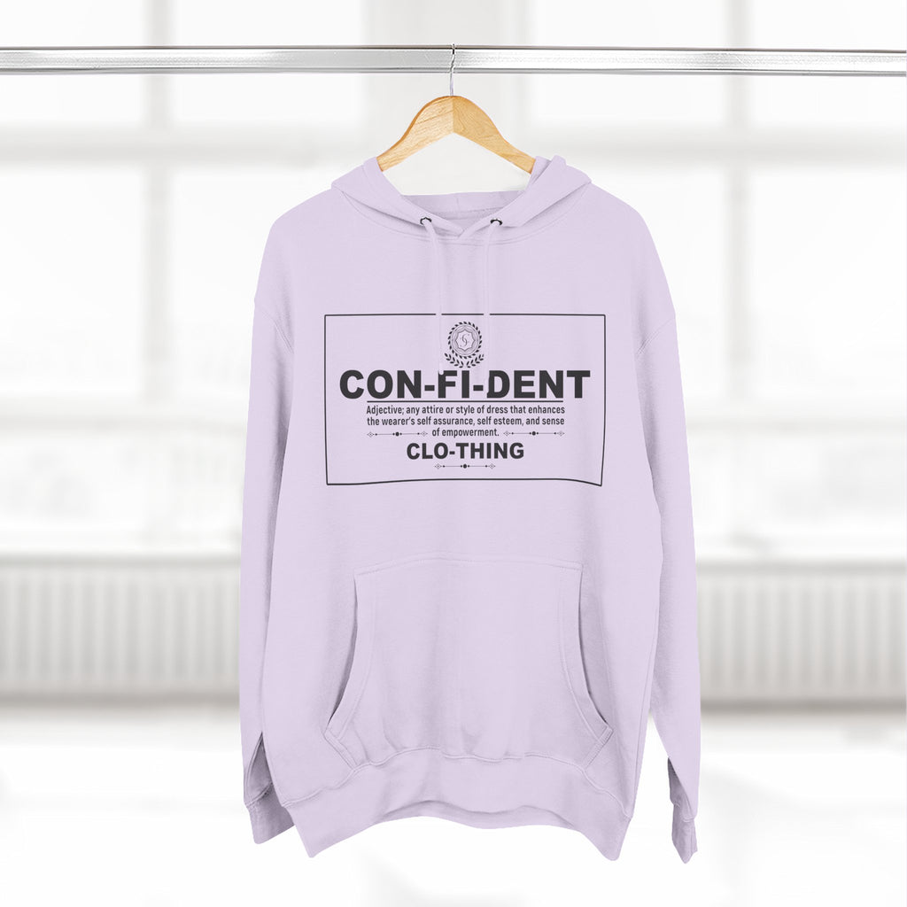 0.2 Confident Clothing Casual CON-FI-DENT Clothing Statement Fleece Hoodie
