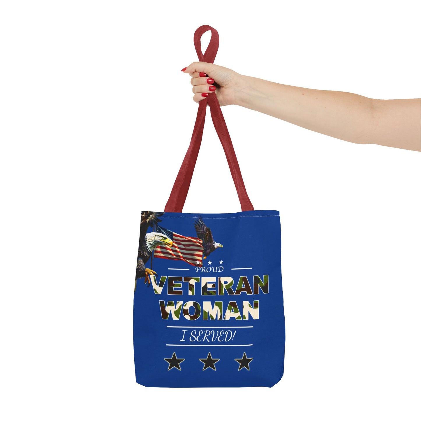 Proud Veteran Woman Tote Bag (Royal Blue)