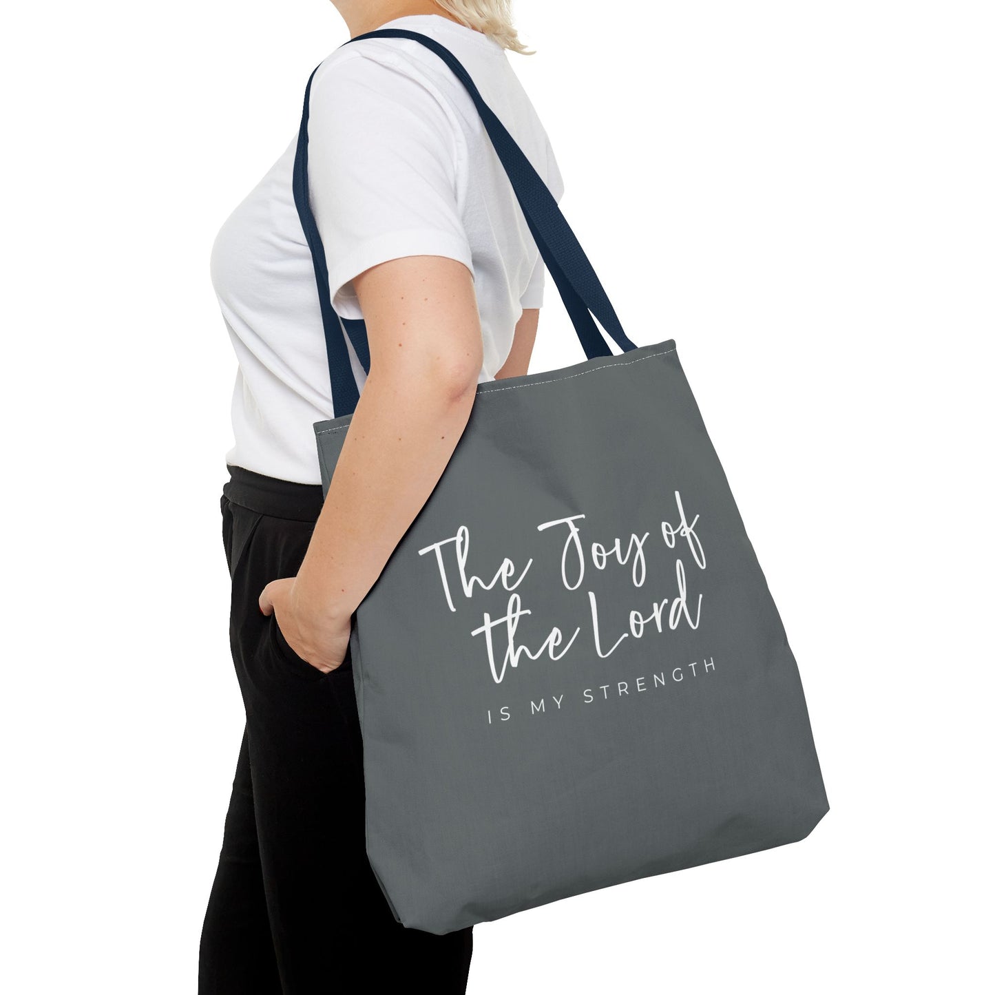 The Joy of the Lord is my Strength Tote Bag (grey)