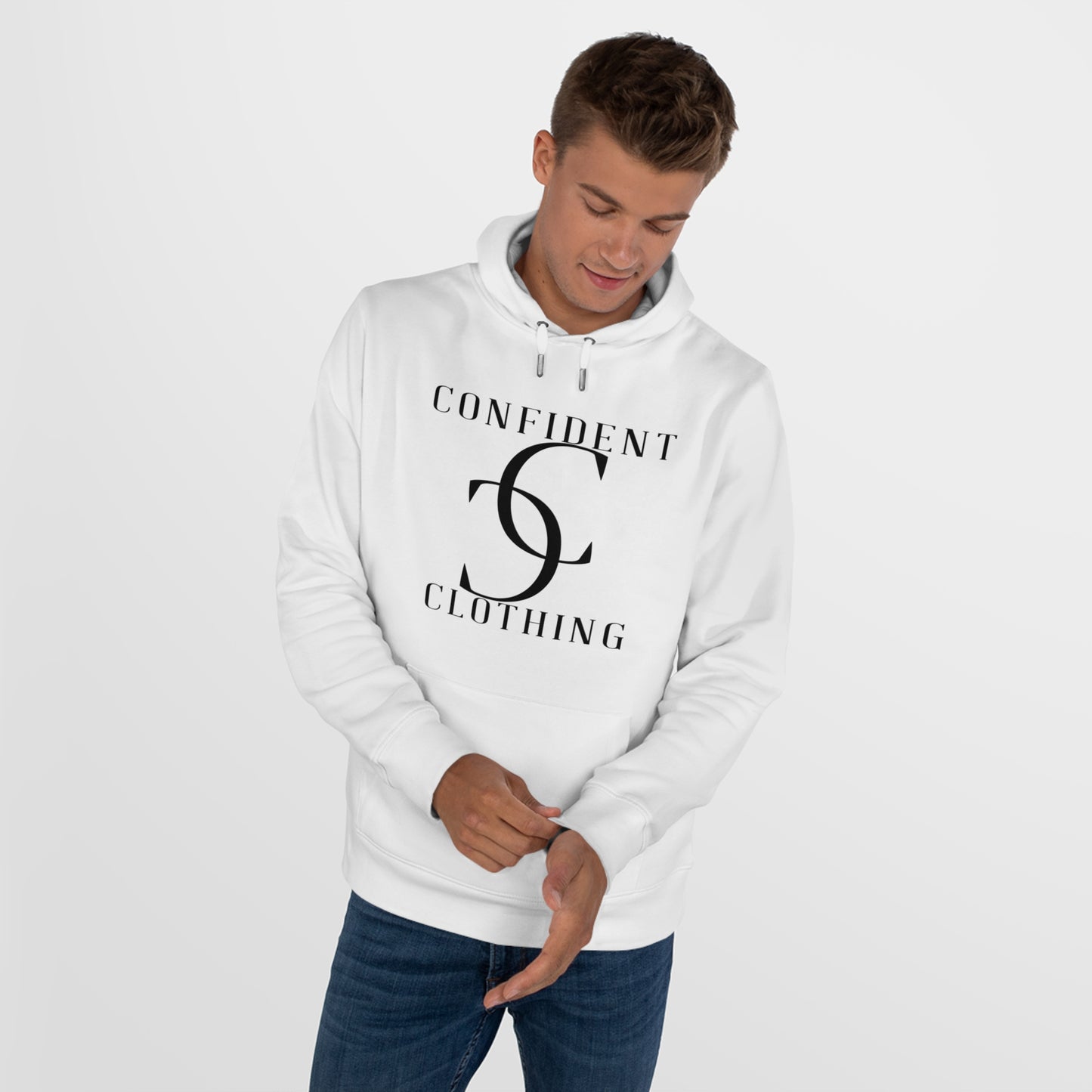 (hoodie unisex) multi-color Confident Clothing Luxury Hooded Sweatshirt (big cc black logo)