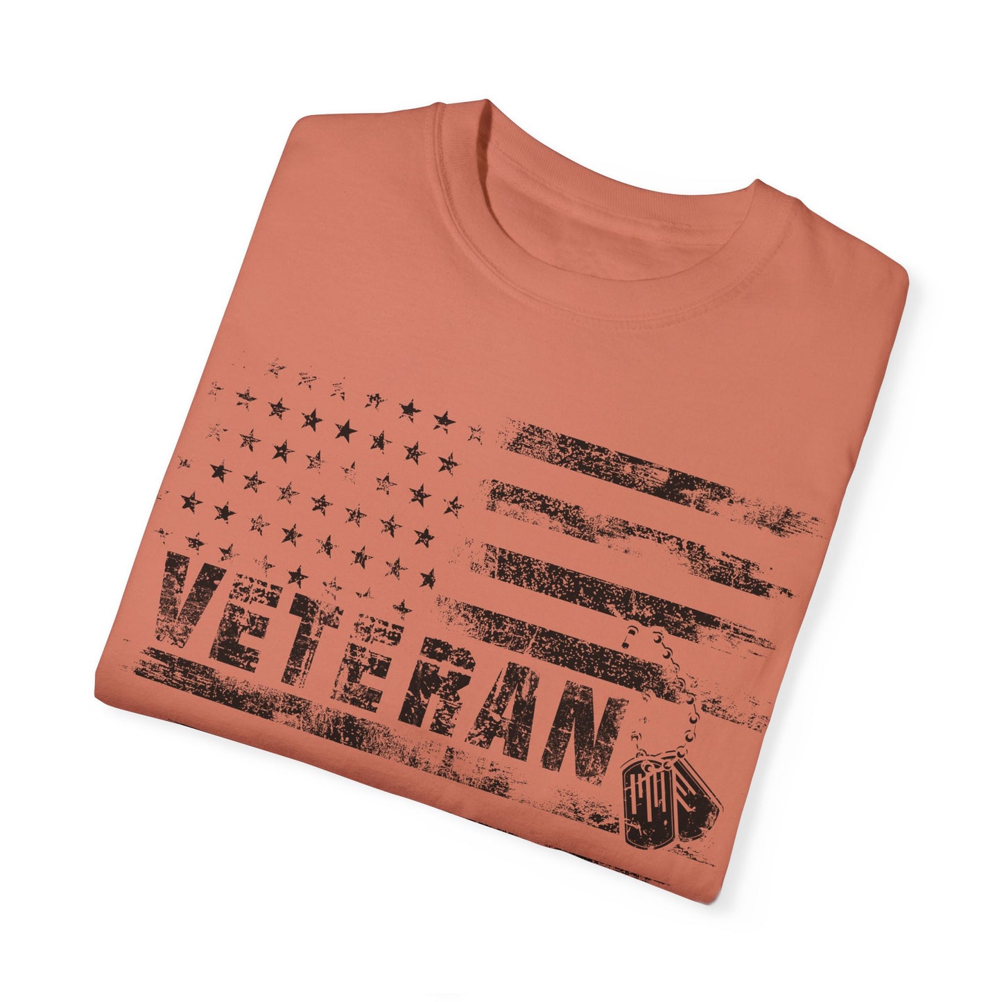 Veteran 1 Unisex Garment-Dyed T-shirt (white) black logo