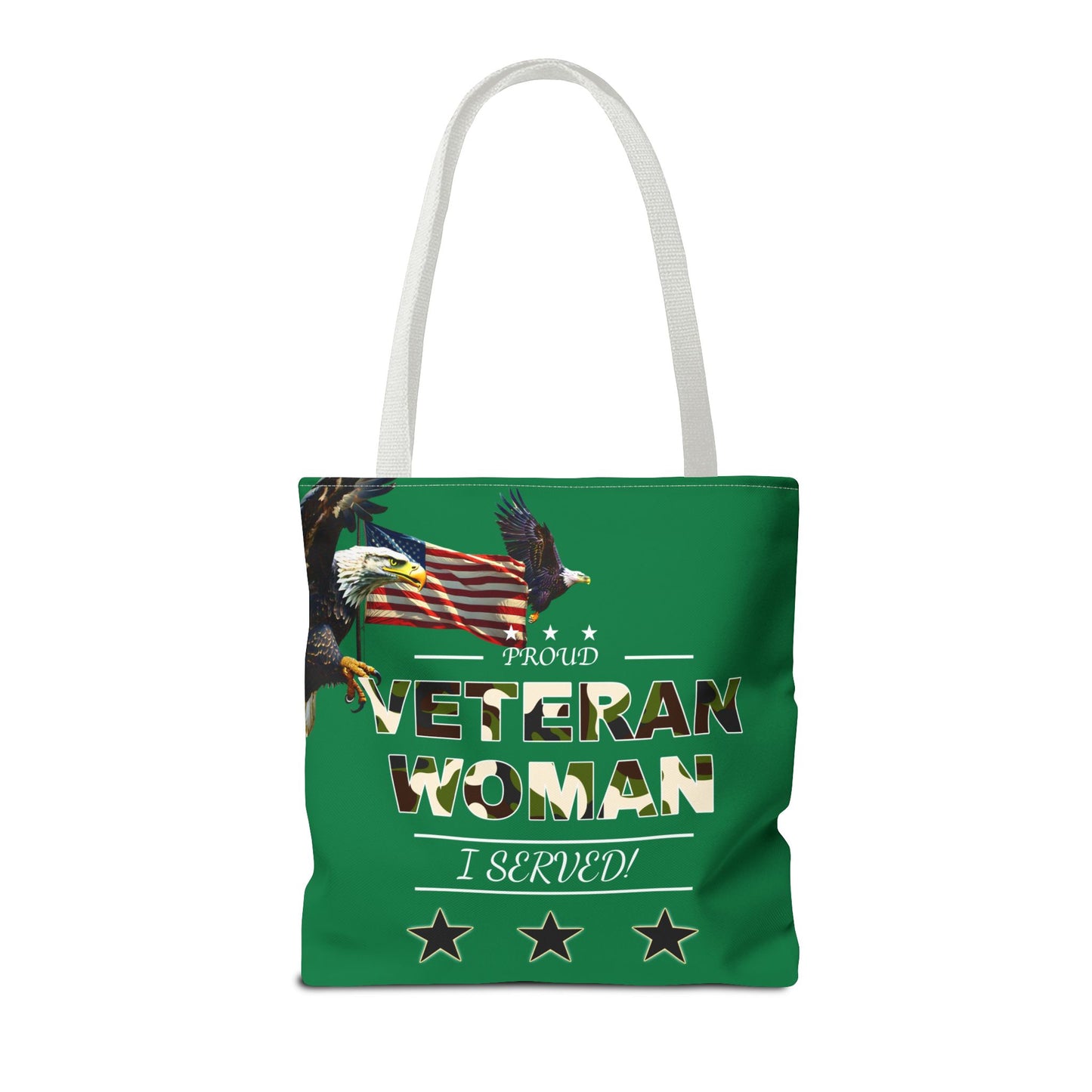 Proud Veteran Woman Tote Bag (Green)