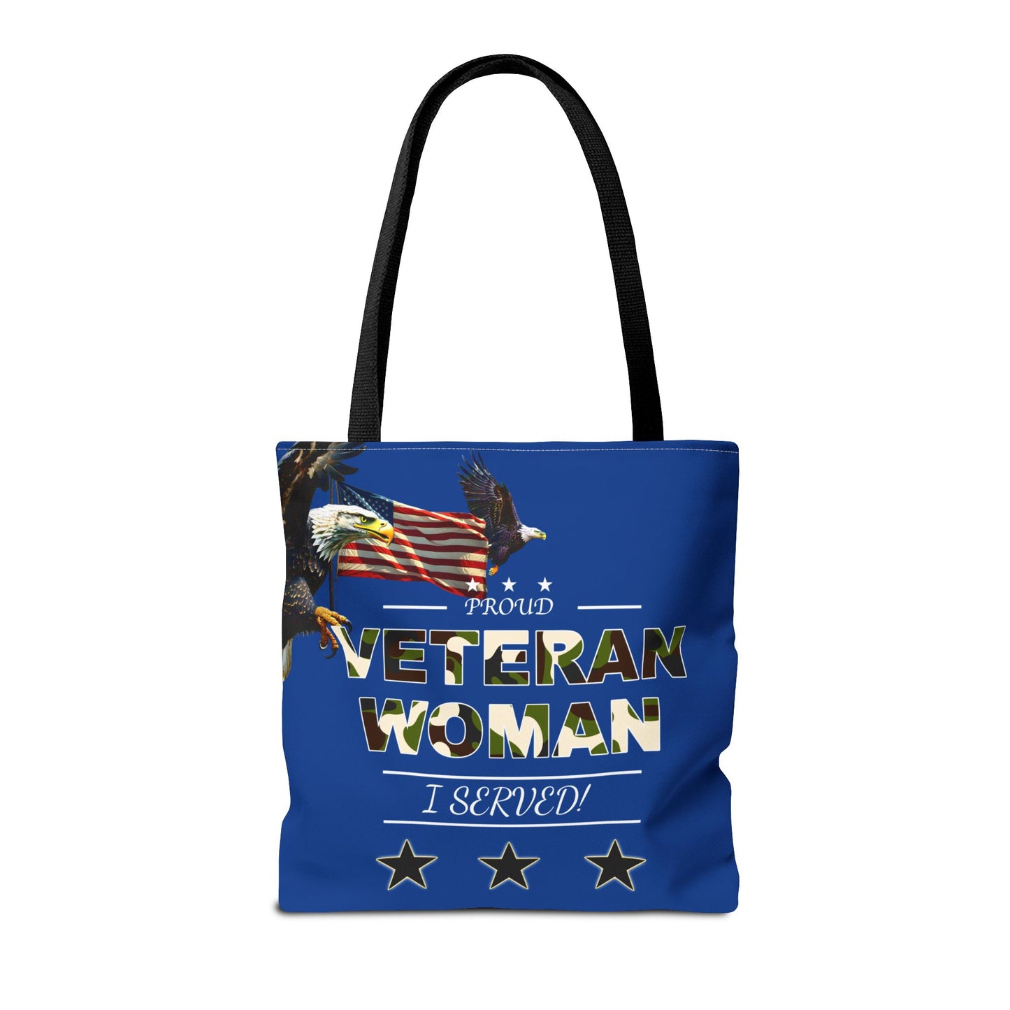 Proud Veteran Woman Tote Bag (Royal Blue)