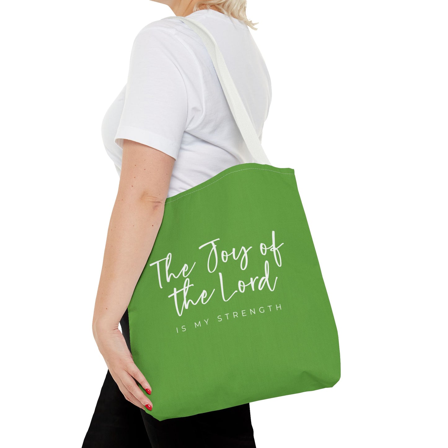 The Joy of the Lord is my Strength Tote Bag (kiwi green)