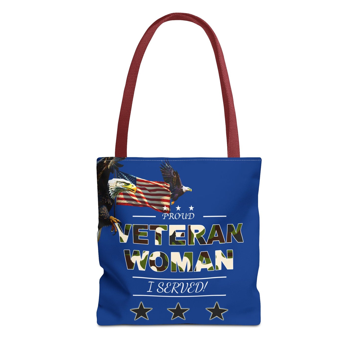 Proud Veteran Woman Tote Bag (Royal Blue)