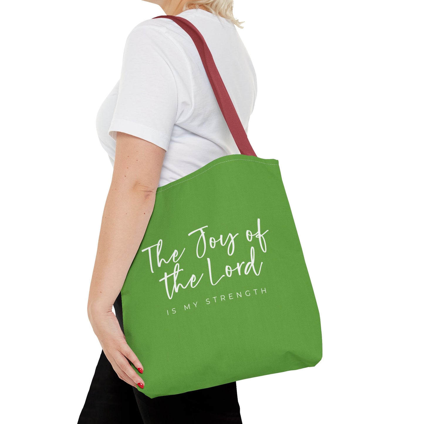The Joy of the Lord is my Strength Tote Bag (kiwi green)