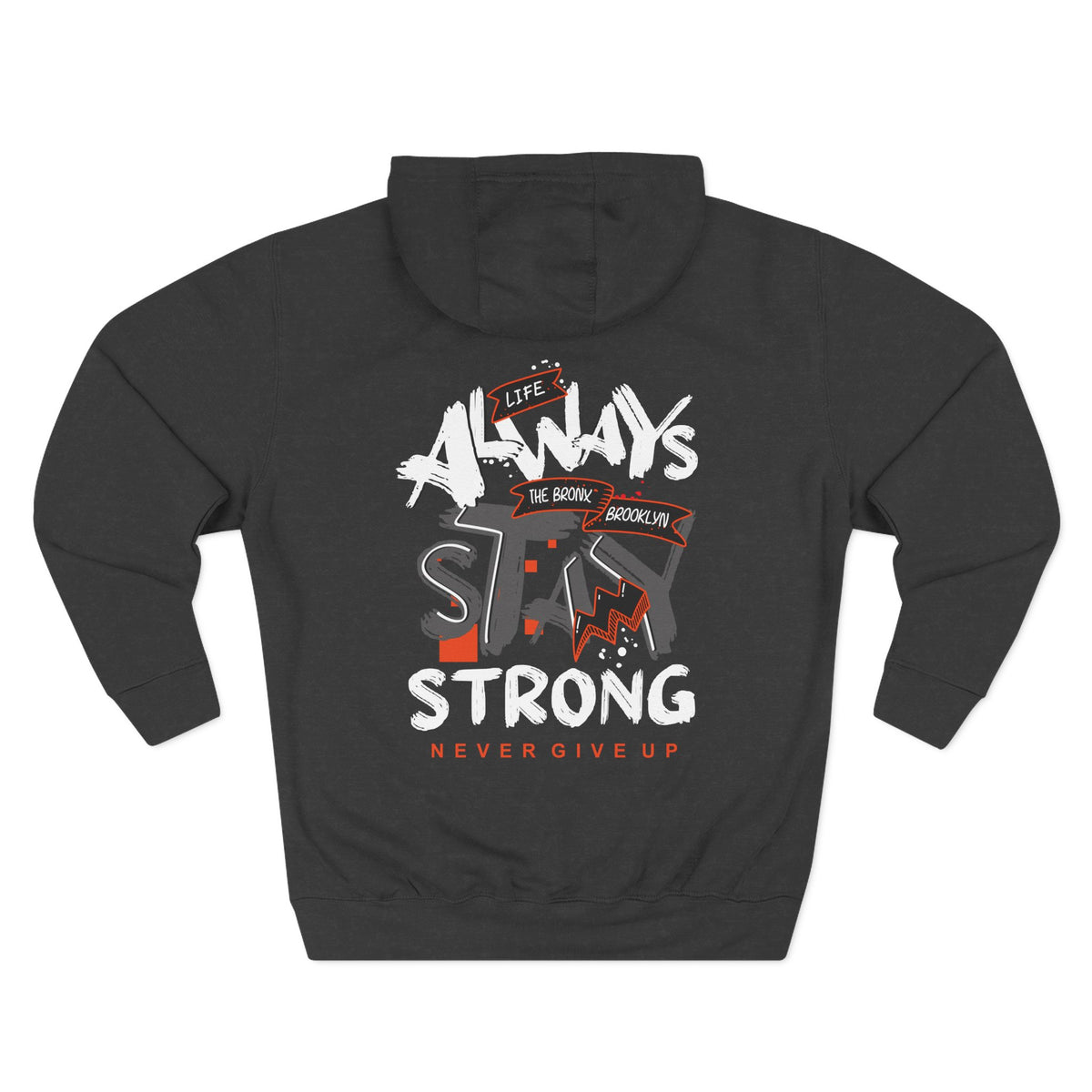 1.3 Confident Clothing Never Give Up Inspirational Fleece Hoodie