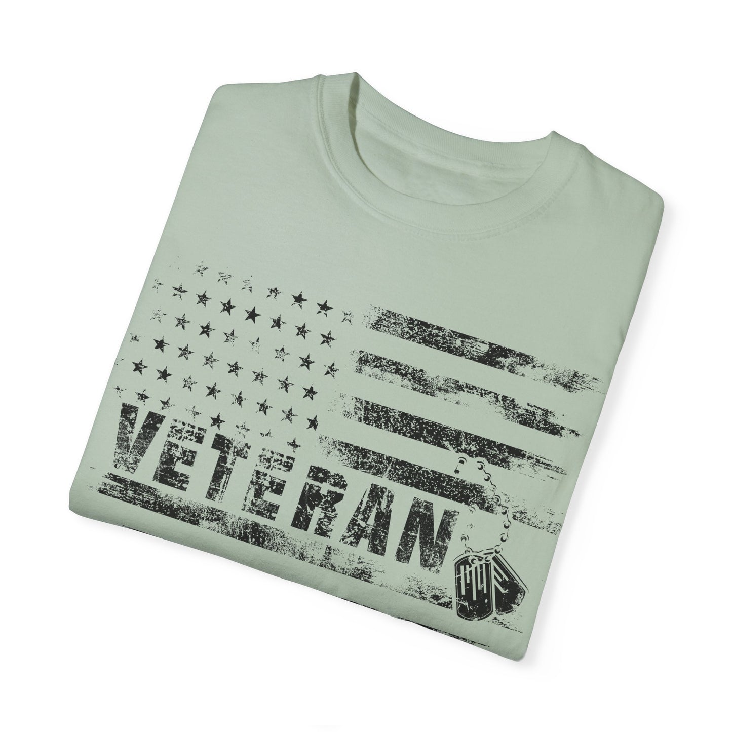 Veteran 1 Unisex Garment-Dyed T-shirt (white) black logo