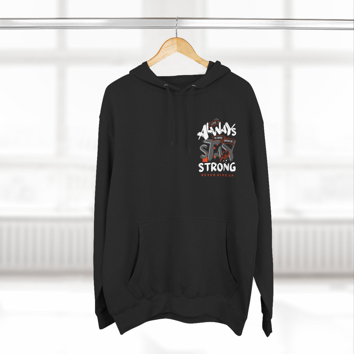 1.3 Confident Clothing Never Give Up Inspirational Fleece Hoodie