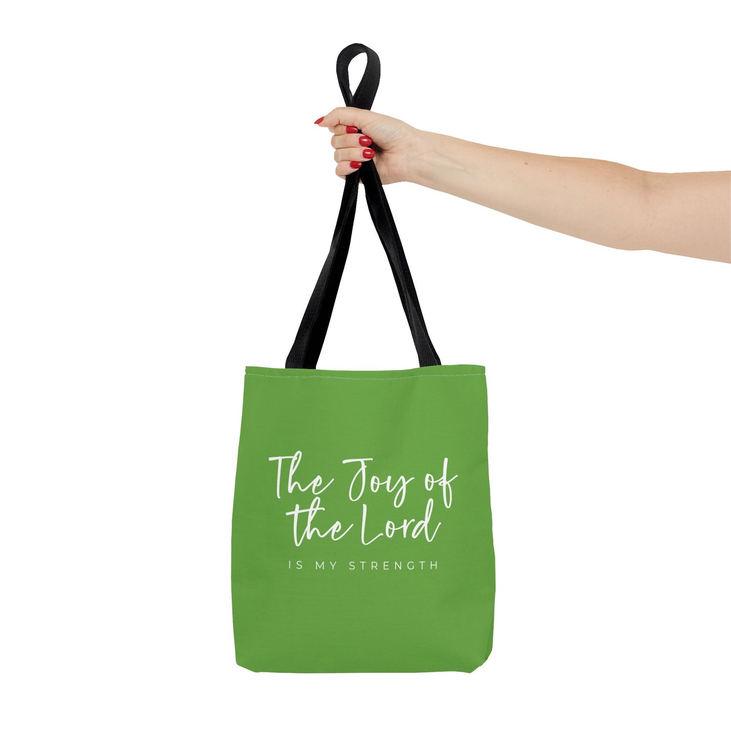 The Joy of the Lord is my Strength Tote Bag (kiwi green)