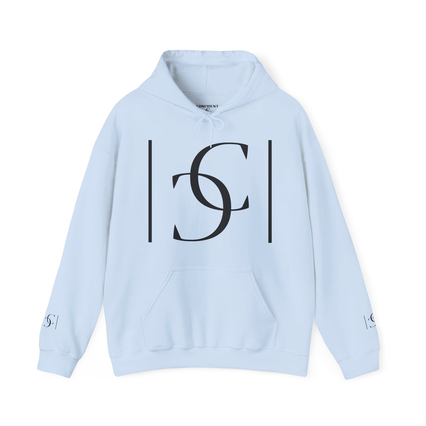 cc (Unisex) multi-color Confident Clothing (ELITE) Luxury Hooded Sweatshirt (black logo)