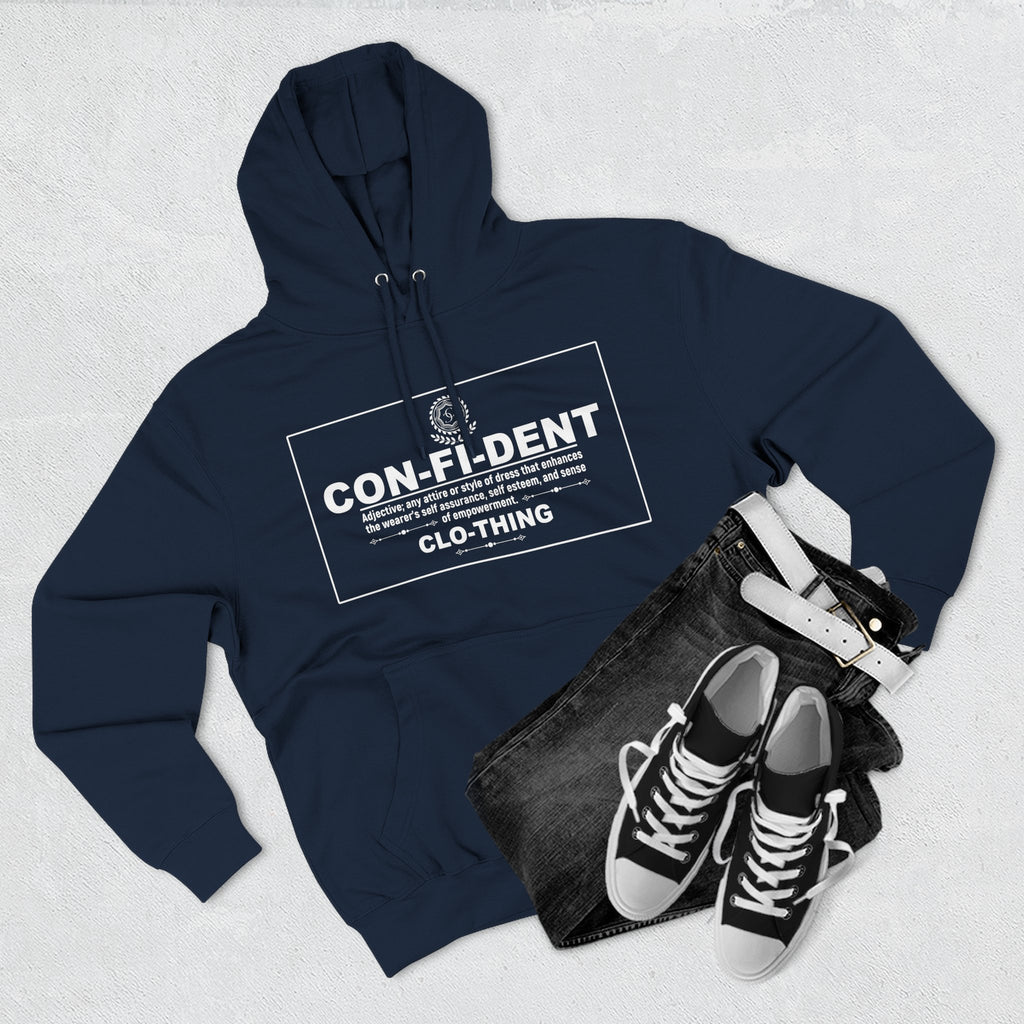 0.2 Confident Clothing Casual CON-FI-DENT Clothing Statement Fleece Hoodie