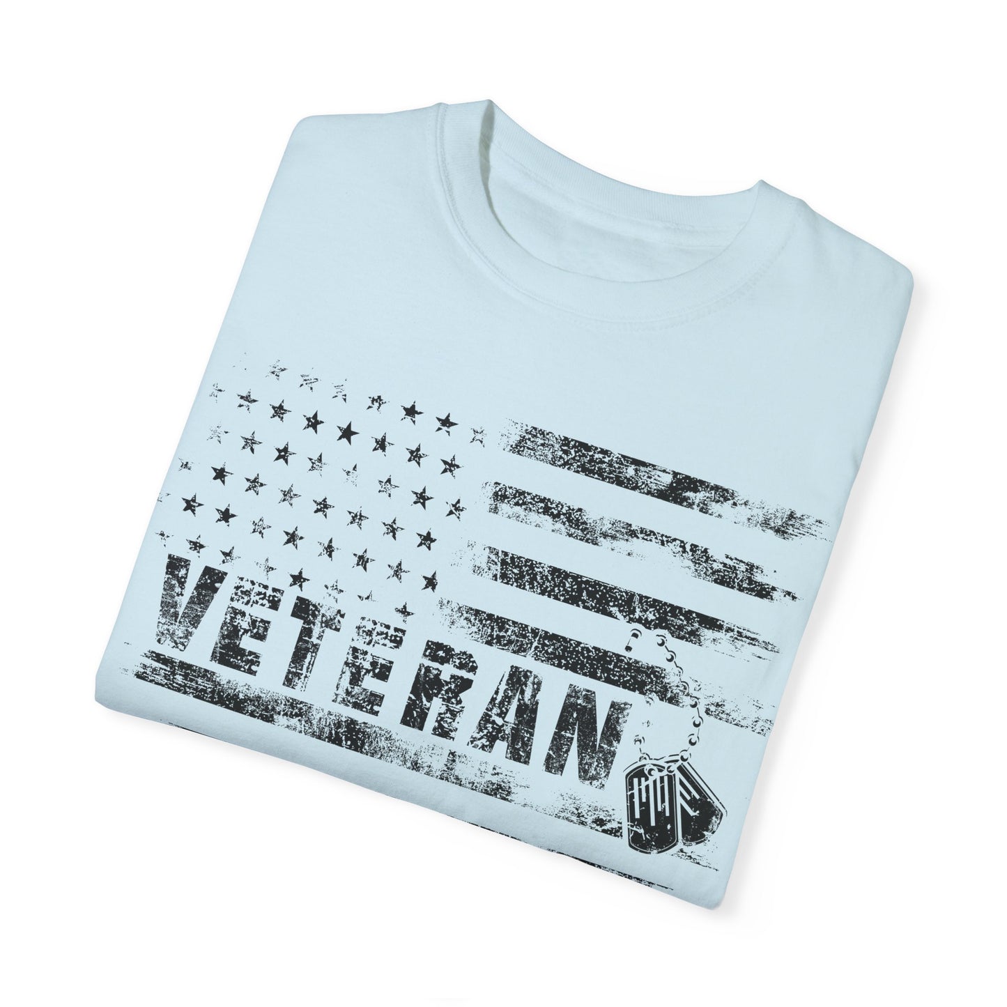 Veteran 1 Unisex Garment-Dyed T-shirt (white) black logo