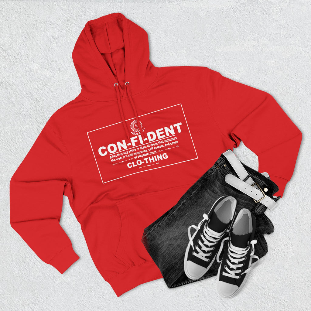0.2 Confident Clothing Casual CON-FI-DENT Clothing Statement Fleece Hoodie
